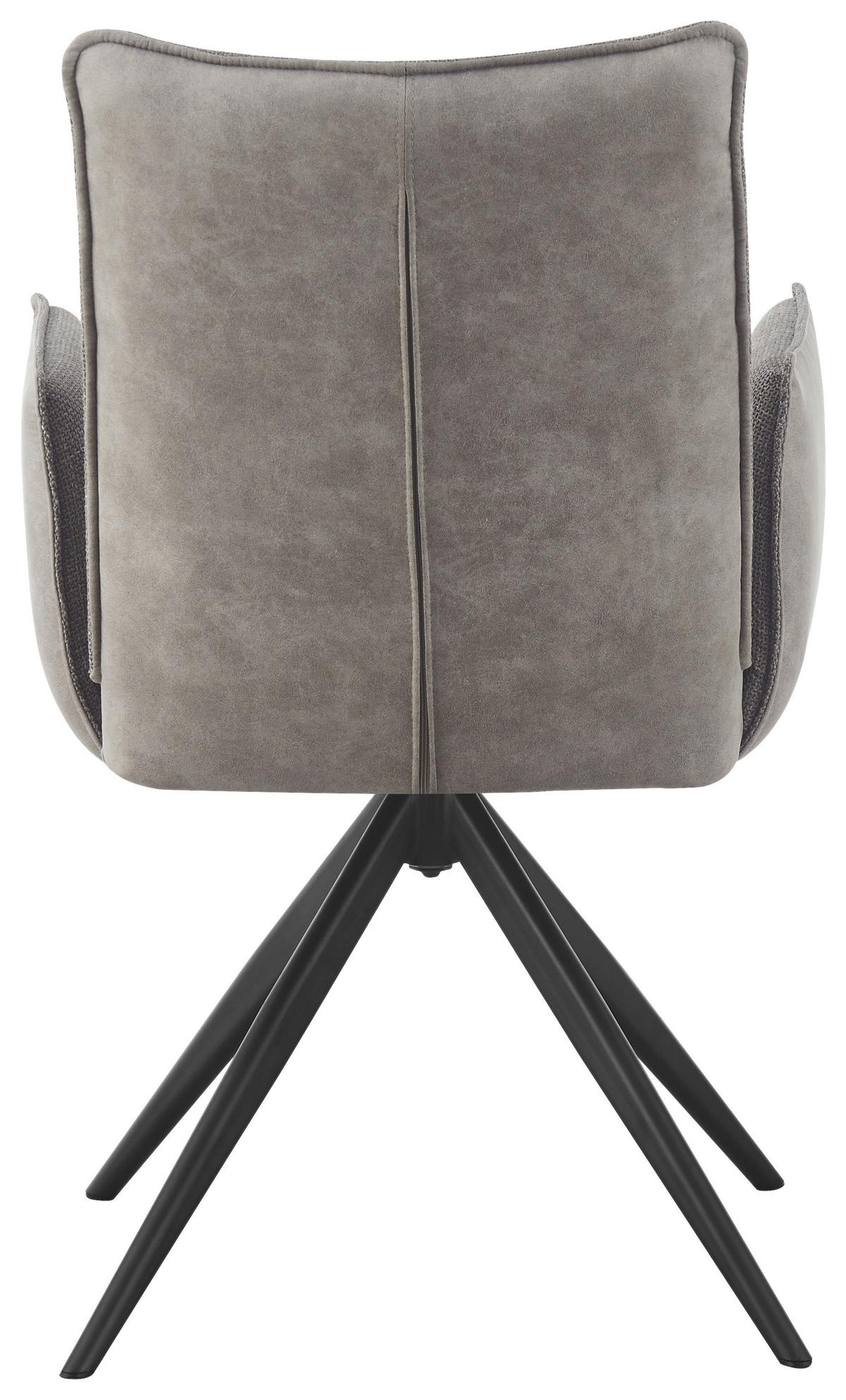 Židle s područkami Maya, světle šedá - šedá/černá, Moderní, kov/textil (59/89/65cm) - Premium Living