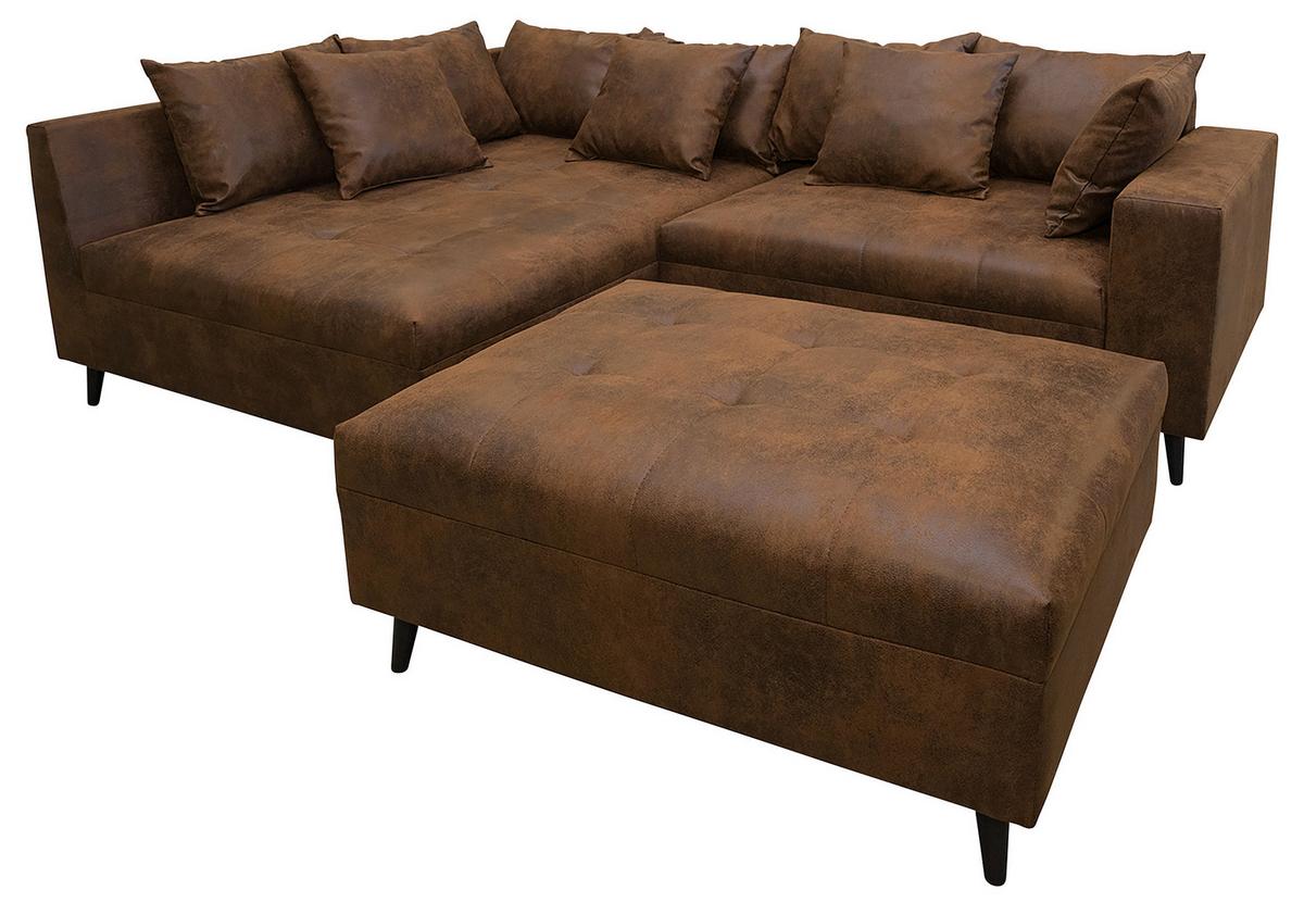 Ecksofa Pruno, Braun S: 174x247 Cm - Schwarz/Braun, Design, Textil (174/247cm) - MID.YOU