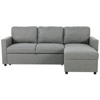 Ecksofa mit Schlaffunktion & Bettkasten Rosi Grau - Schwarz/Grau, Basics, Textil (215/145cm) - P & B