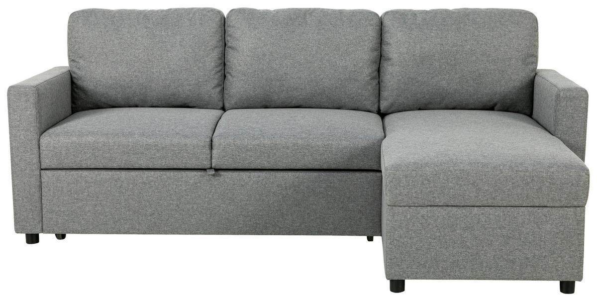 Ecksofa mit Schlaffunktion & Bettkasten Rosi Grau - Schwarz/Grau, Basics, Textil (215/145cm) - P & B