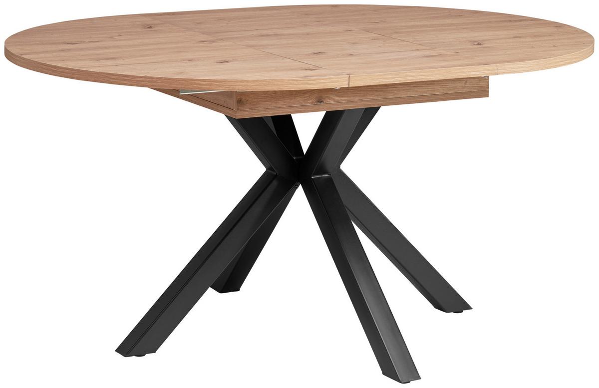 Ausziehtisch Bozan 110 Az 110-150x76x110cm Eiche - Schwarz/Eiche Artisan, KONVENTIONELL, Holzwerkstoff/Metall (110-150/76/110cm) - MID.YOU