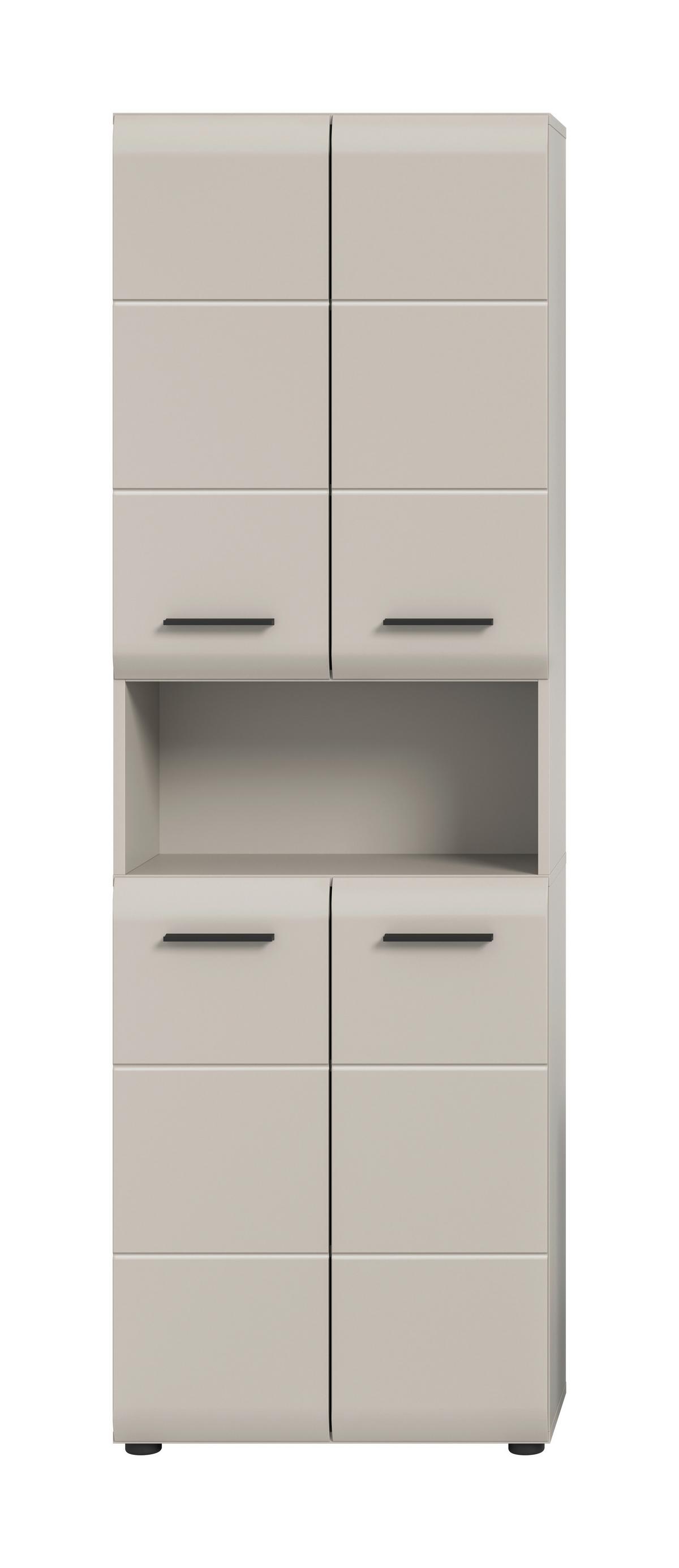 HOCHSCHRANK Ice Kaschmir B: 60cm - Kaschmir/Schwarz, Trend, Holzwerkstoff (60/185/30cm) - MID.YOU