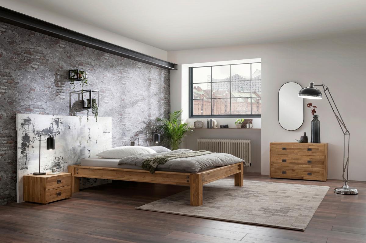 Balkenbett San Stefano Eichefarben 180x200 cm - Eichefarben/Braun, Natur, Holz (180/200cm) - Hasena