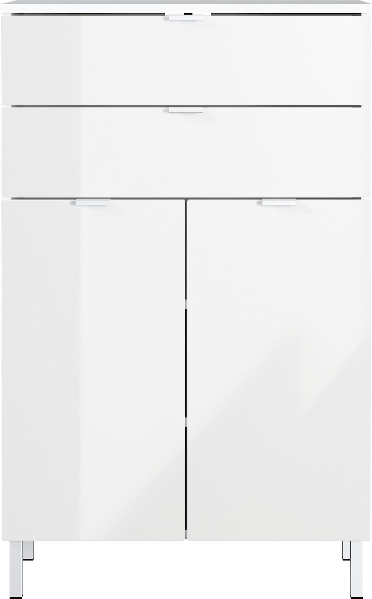 Kommode B: 60 cm Gw-Mauresa Weiß - Chromfarben/Weiß, KONVENTIONELL, Holzwerkstoff (60/97/34cm) - Germania