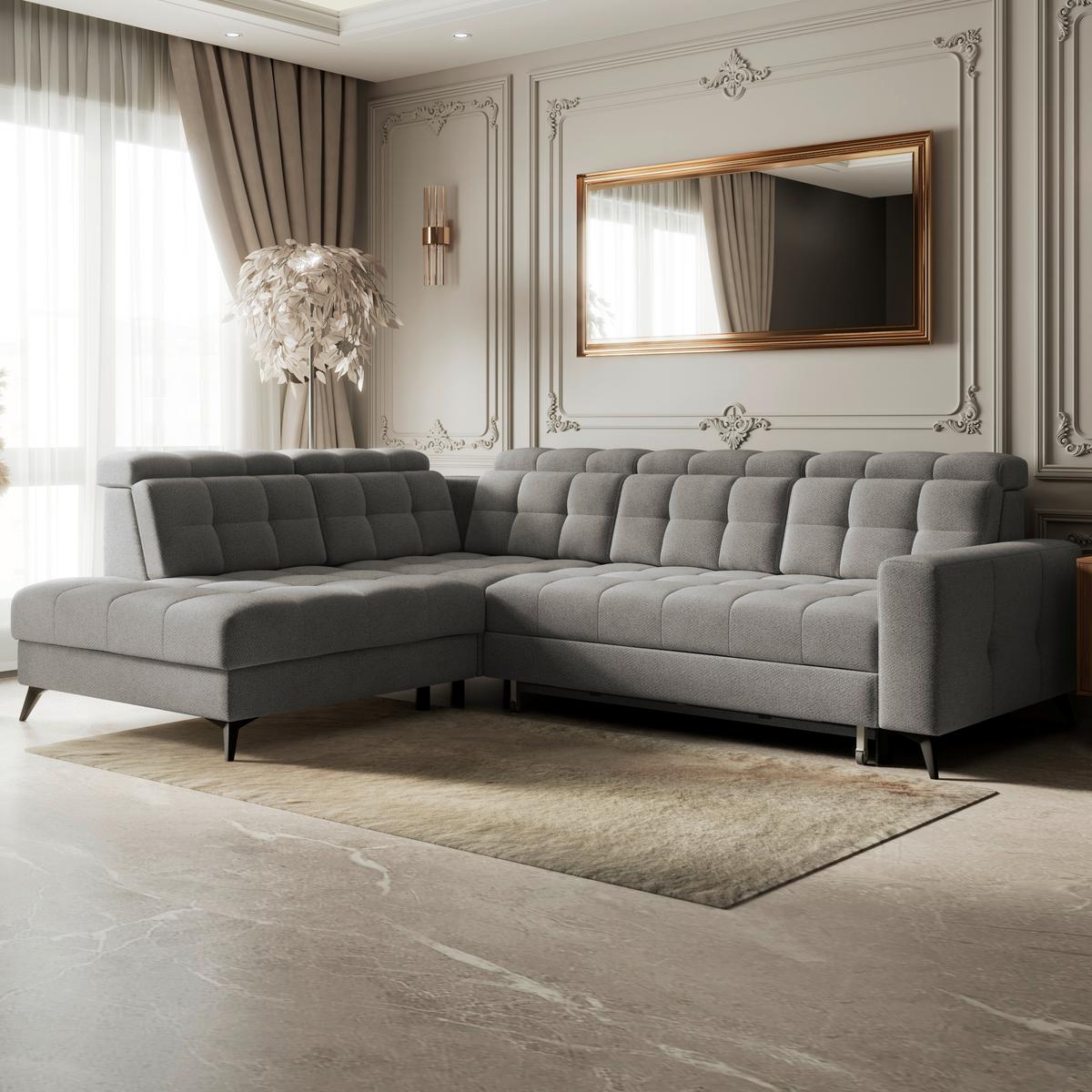 Ecksofa Barletta New Veloaurs Dunkelgrau, 228x289cm - Dunkelgrau/Schwarz, ROMANTIK / LANDHAUS, Textil (228/289cm) - Luca Bessoni