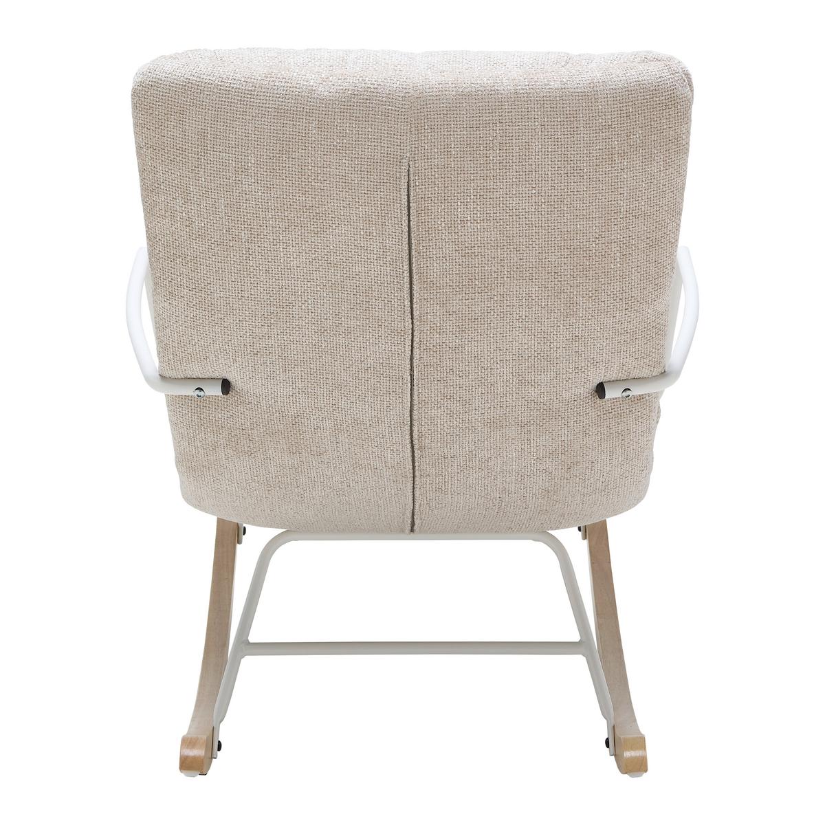 Hojdacie kreslo SWINGO, krémová ženilka, max. 140 kg - biela/krémová, Modern, kov/drevo (72/96/110cm) - Mömax