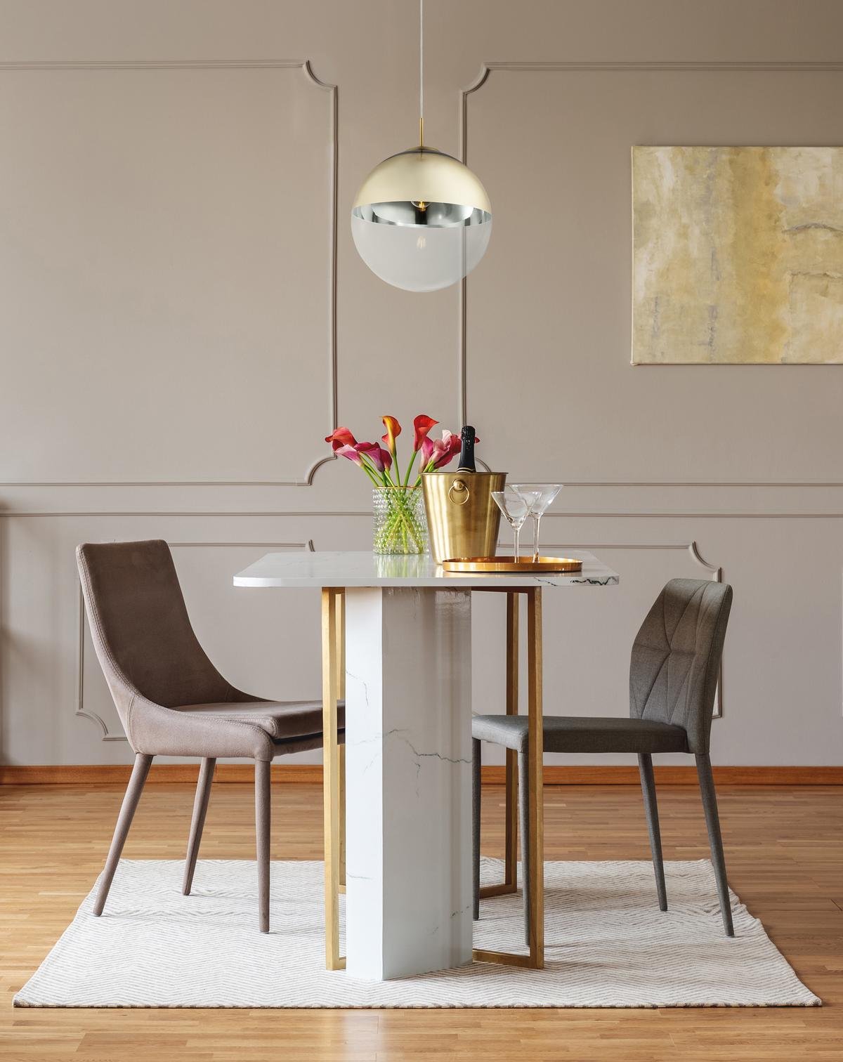 Hängeleuchte H: 120 cm 1-Flammig - Transparent/Goldfarben, Design, Glas/Metall (33/120cm) - Globo