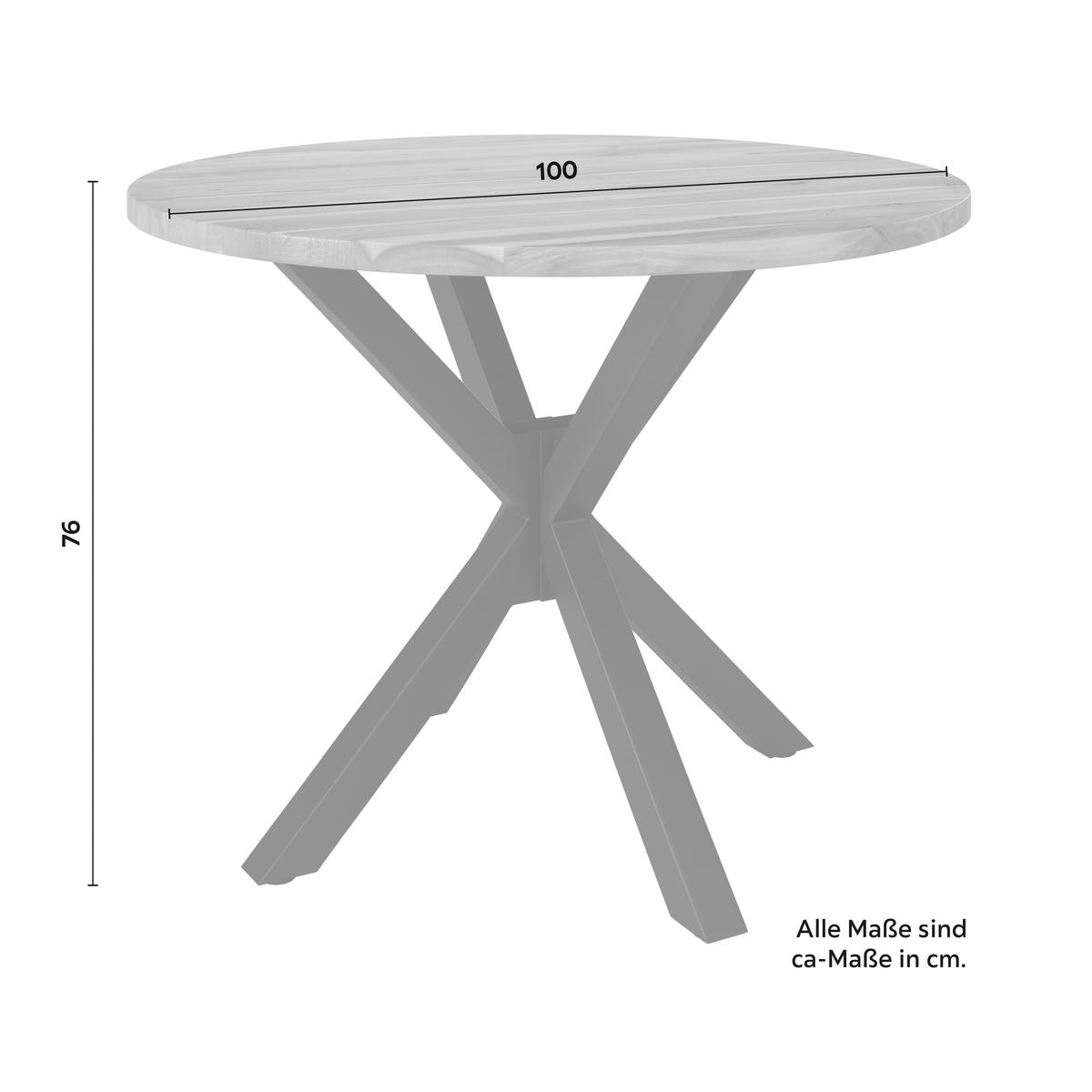 Jídelní stůl GEMMA 100 - černá/barvy akácie, Moderní, kov/dřevo (100/76cm) - Bessagi Home