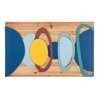 Wanddeko Wood Color Blau, Gelb, Naturfarbe B: 80cm - Blau/Gelb, Basics, Holz/Metall (80/50/2.5cm)