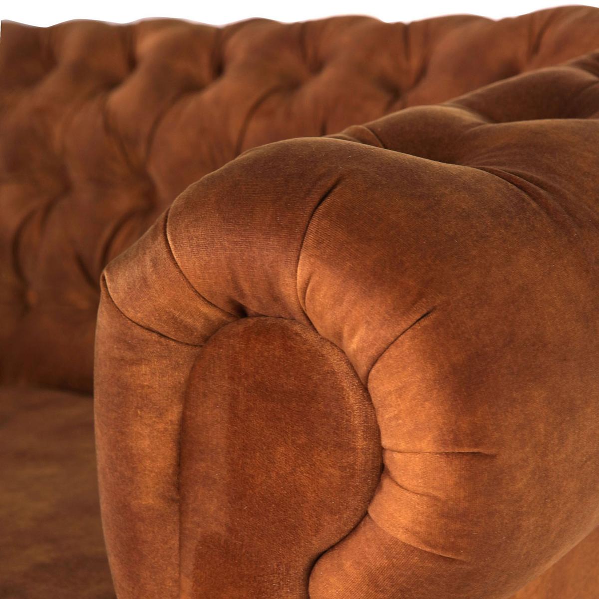 Chesterfield-sofa Slopes Cognac 3-Sitzer - Cognac/Schwarz, KONVENTIONELL, Textil (203/79/93cm) - Livetastic