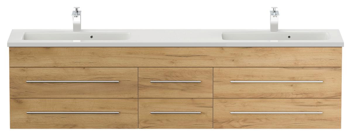 WASCHTISCHKOMBI Geant, Eichefarben B: 200 cm - Eichefarben/Weiß, Basics, Holzwerkstoff/Stein (200cm) - MID.YOU
