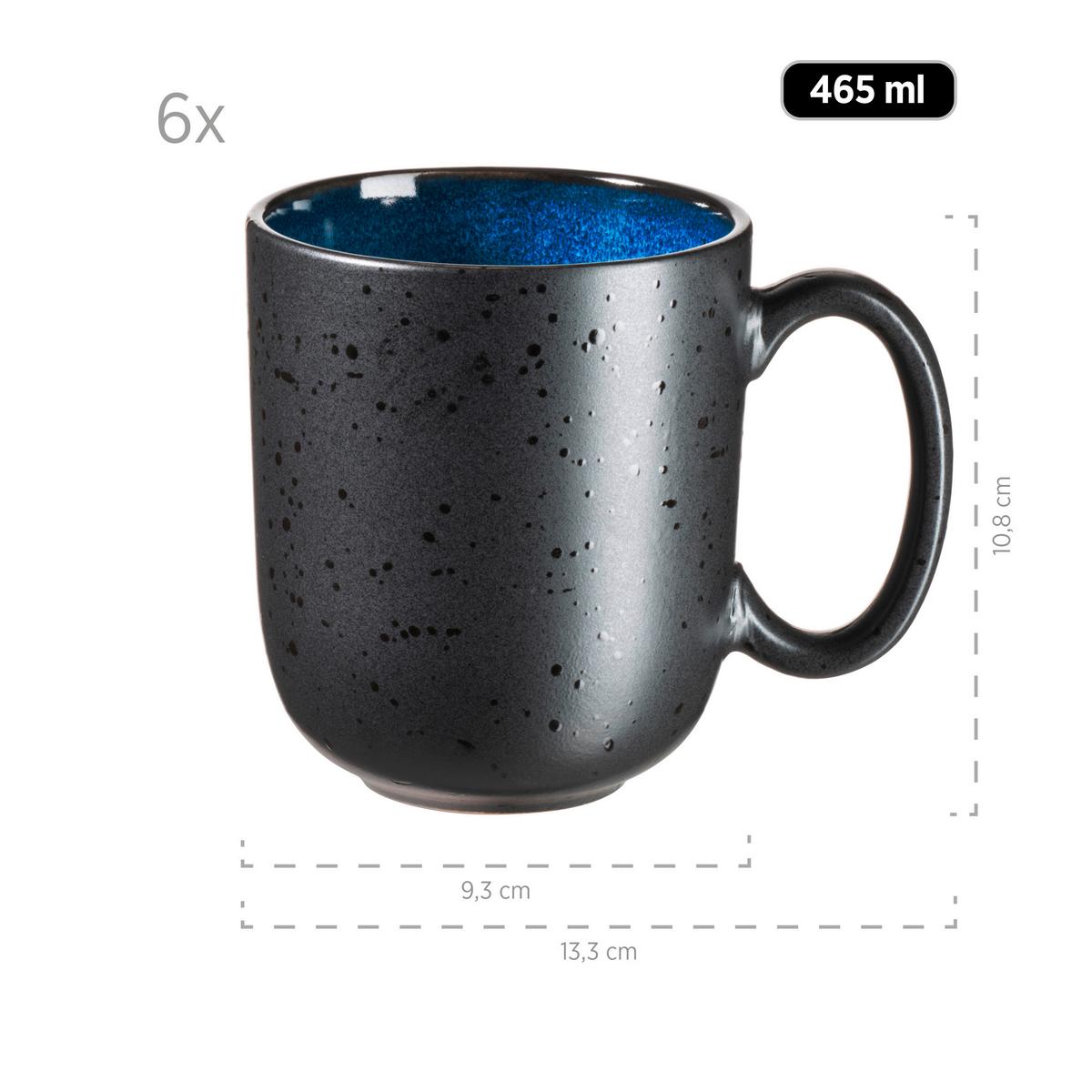Frühstücksservice Niara Blau Schwarz 4 Personen - Blau/Schwarz, Basics, Keramik - Mäser