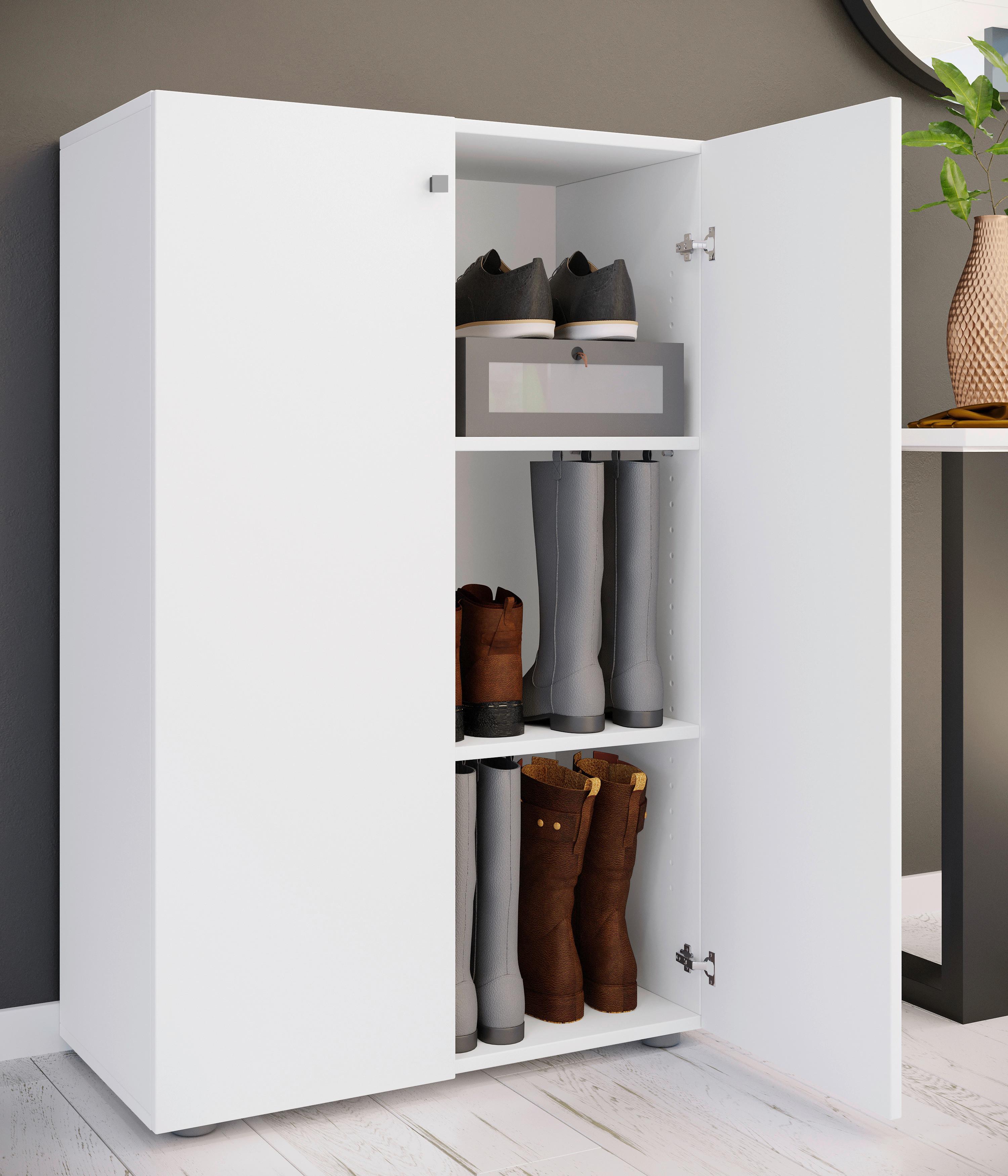 Schuhschrank Lona Weiß B: 70 Cm - Schwarz/Weiß, Design, Holzwerkstoff (70/110/39cm) - MID.YOU