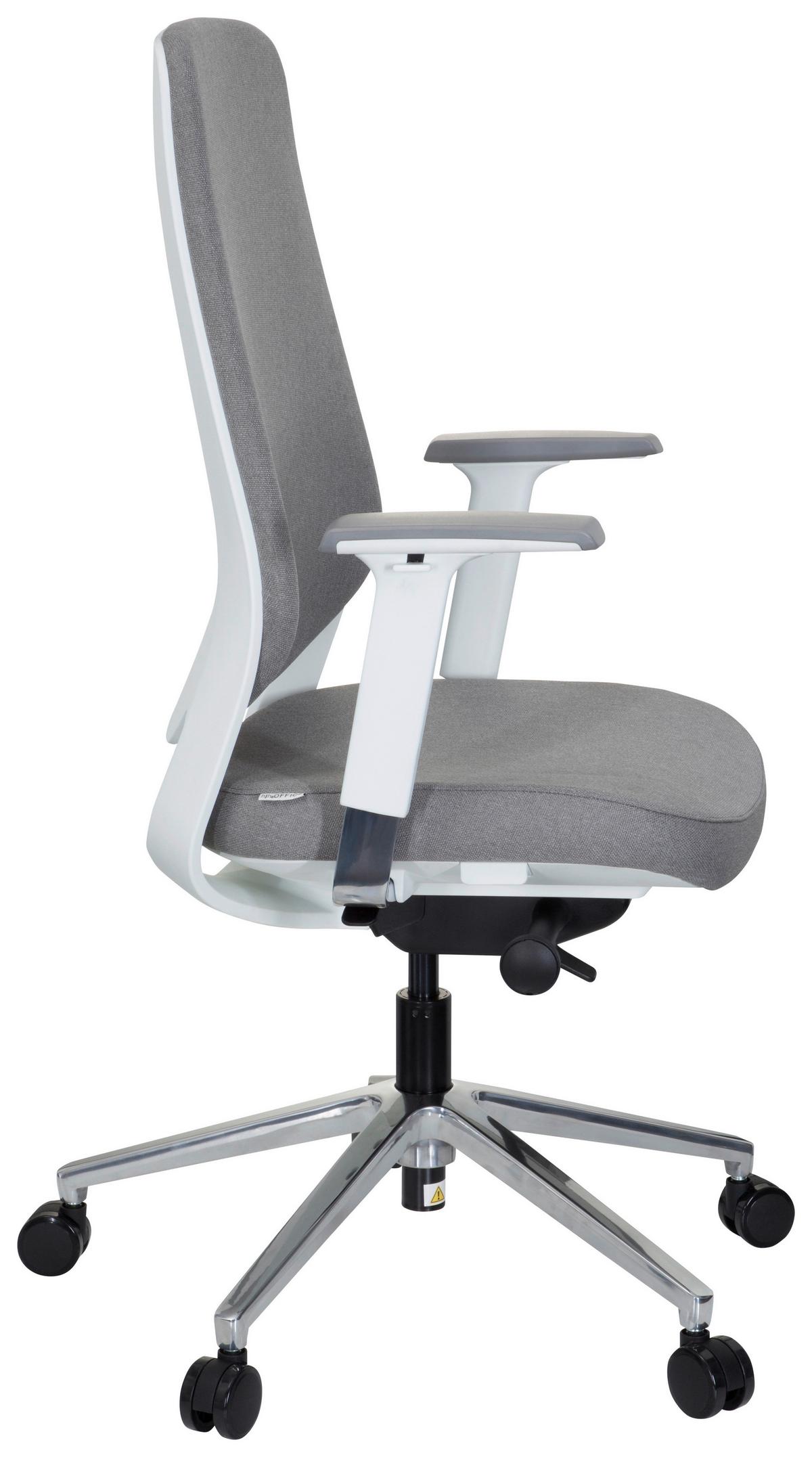 Drehstuhl Chiaro T4 White Armstützen Grau/weiß Bis 110kg - Weiß/Grau, MODERN, Kunststoff/Textil (56/131/67cm) - MID.YOU