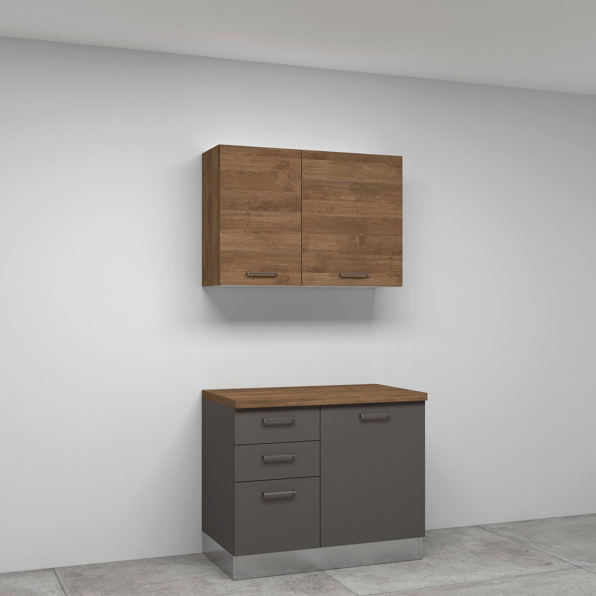 Eckküche Freia mit Geräte 270x165 cm Anthrazit/Nussbaum - Walnussfarben/Alufarben, LIFESTYLE, Holzwerkstoff/Kunststoff (270/165cm) - MID.YOU