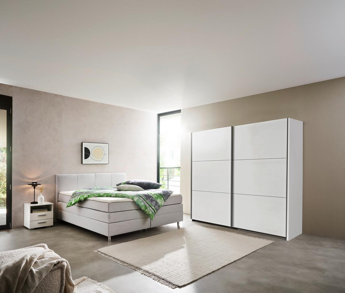 Boxspringbett mit Topper und Bettkasten 180x200 cm Messina - Chromfarben/Hellgrau, KONVENTIONELL, Textil (180/200cm)