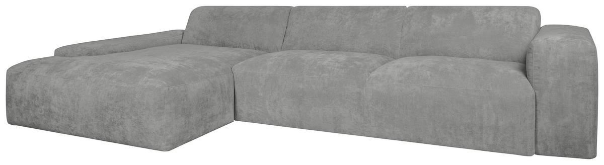 Ecksofa Hannah Hellgrau 170x343 cm - Hellgrau/Schwarz, Design, Textil (170/343cm) - MID.YOU