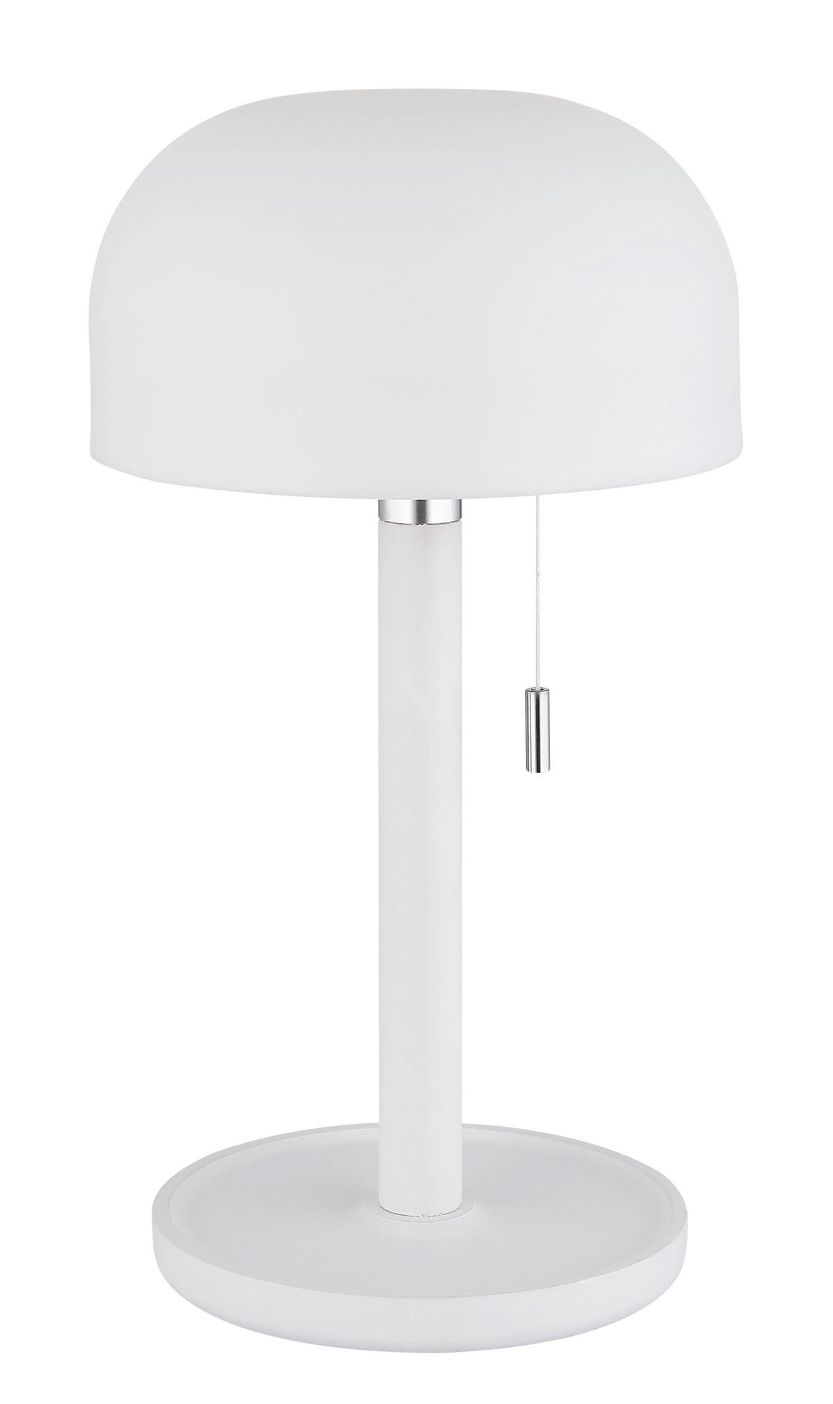 Akku-tischleuchte 21016w Norman - Opal/Weiß, KONVENTIONELL, Holz/Kunststoff (15/28cm) - Globo