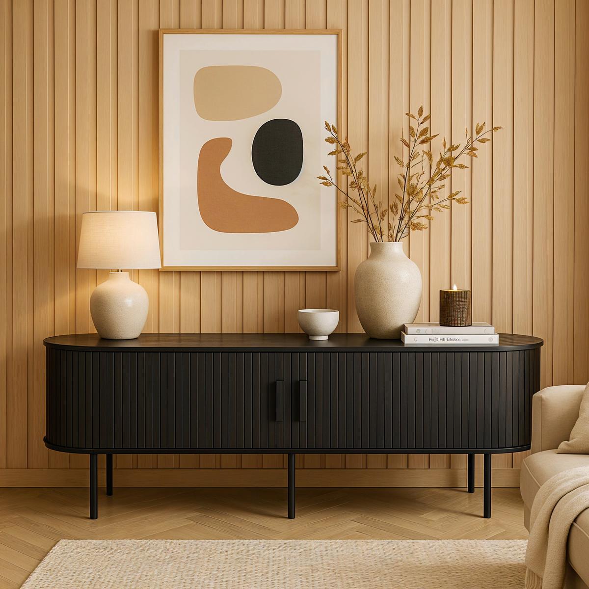 Lowboard Schwarz B: 150cm - Schwarz, Design, Holzwerkstoff (150/55/40cm) - Livetastic