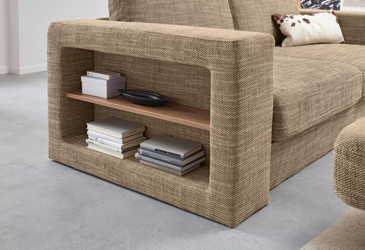 Viersitzer-Sofa Looks V-2 - Eichefarben/Beige, Design, Textil (252/96/107cm) - LOOKS by W.Joop