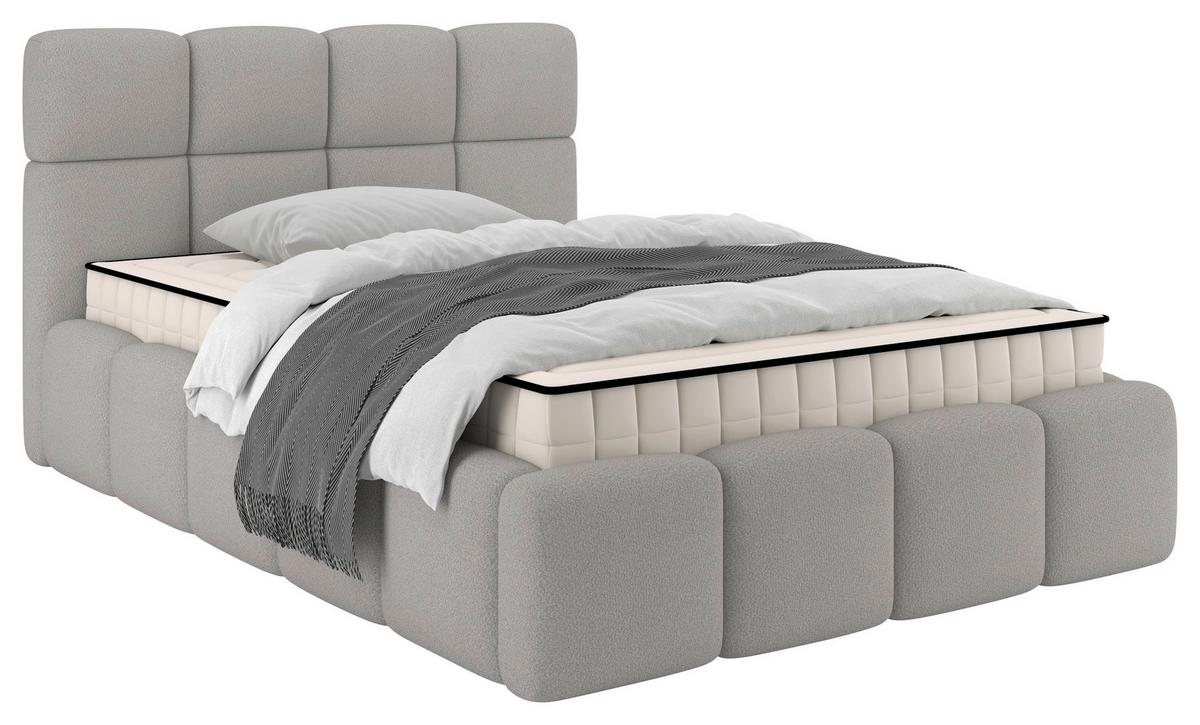 Polsterbett Cloudy M. Matratze Silberfarben, Lf: 140x200 Cm - Silberfarben/Grau, Trend, Holz/Holzwerkstoff (140/200cm) - Luca Bessoni