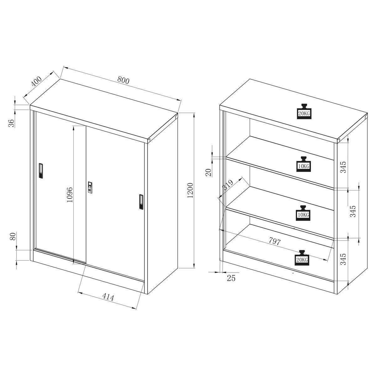 Aktenschrank Malivo Weiß/Anthrazit B: 80cm - Anthrazit/Weiß, KONVENTIONELL, Metall (80/120/40cm) - MID.YOU