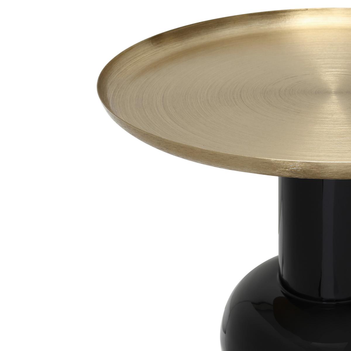 Beistelltisch Art Deco 2225 Goldfarben/Schwarz B: 50 cm - Schwarz Hochglanz/Goldfarben, Design, Metall (50/50cm) - Kayoom