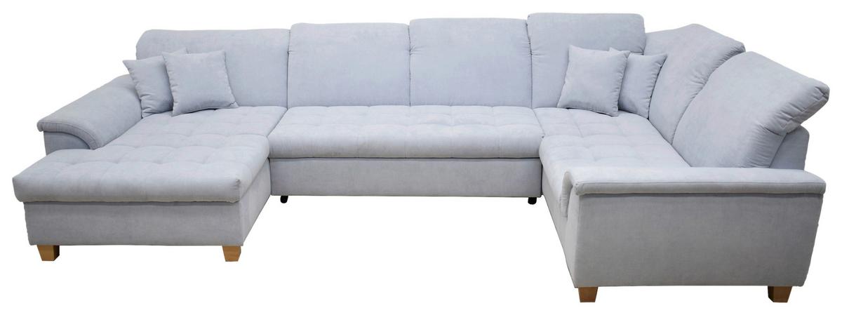 Wohnlandschaft Franzi Kopfteil Verstellbar Pastellblau - Pastellblau/Eichefarben, KONVENTIONELL, Textil (170/352/214cm) - MID.YOU