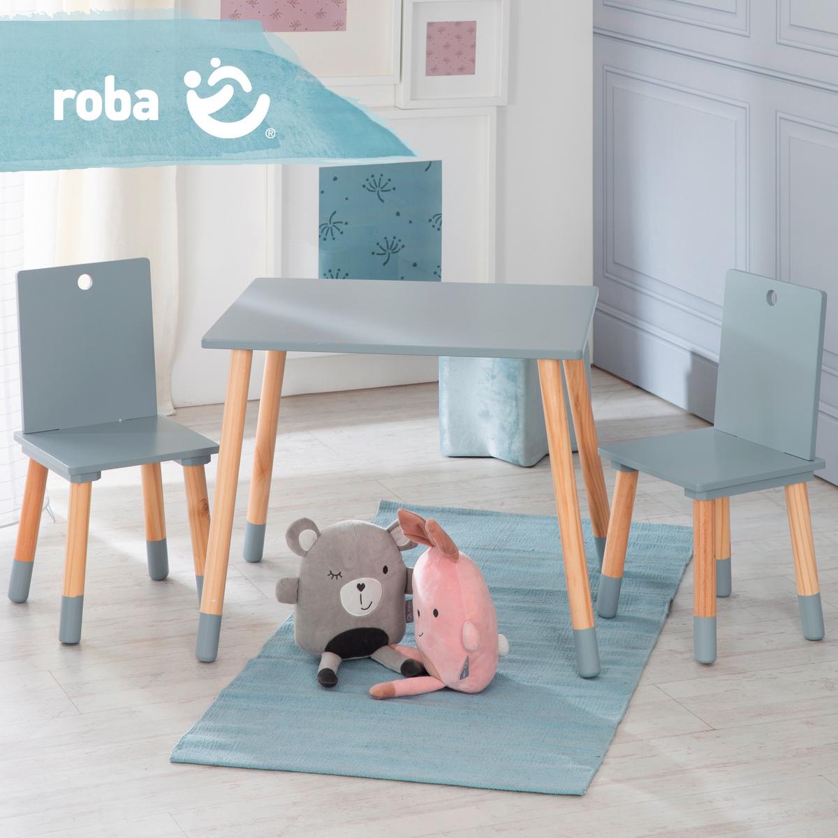 Kindersitzgruppe 450019ga - Naturfarben/Grau, Basics, Holz/Holzwerkstoff - Roba