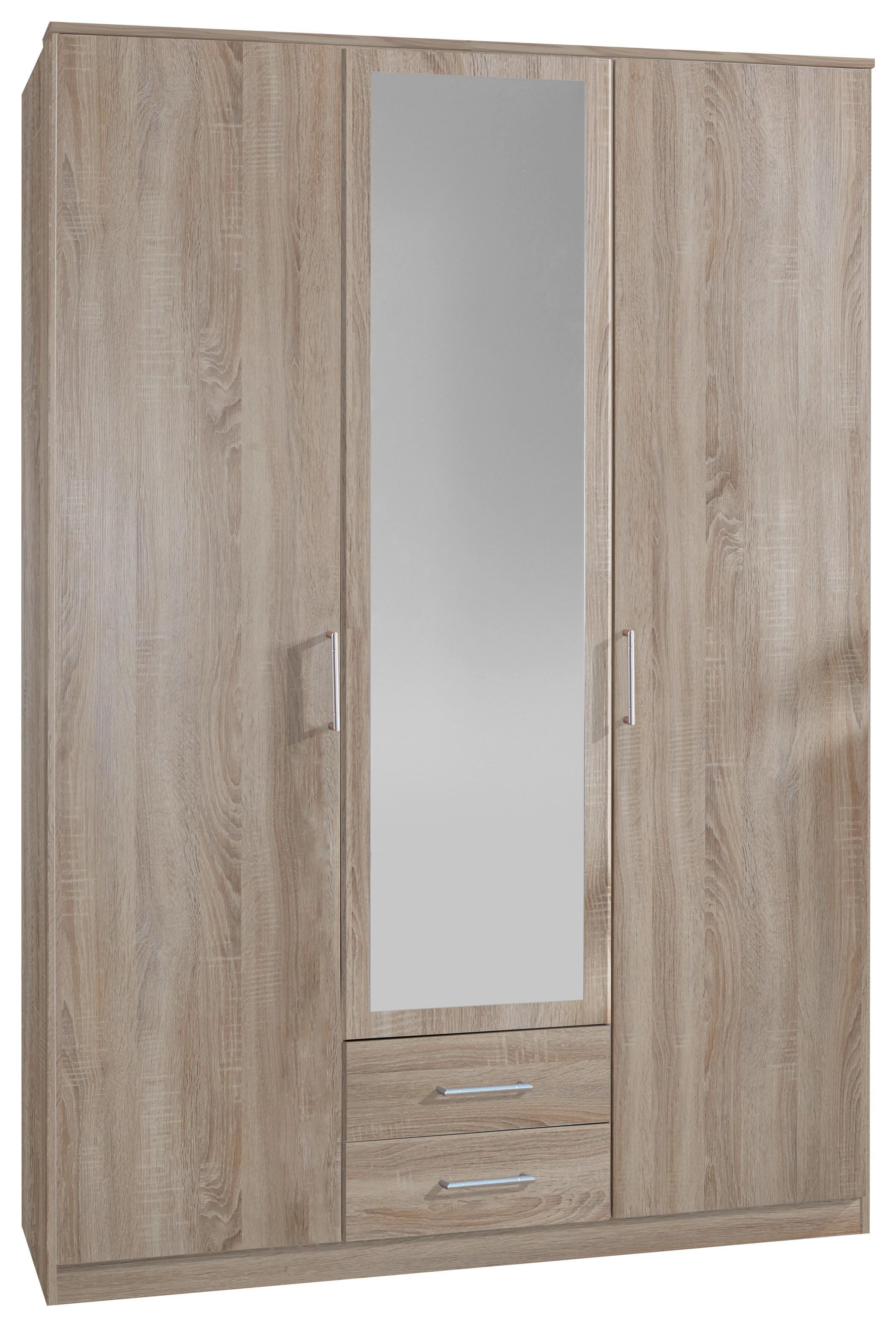 Šatní skříň OSAKA šířka: 135cm - barvy dubu/barvy hliníku, Konvenční, kompozitní dřevo/plast (135/199,5/58cm) - MID.YOU