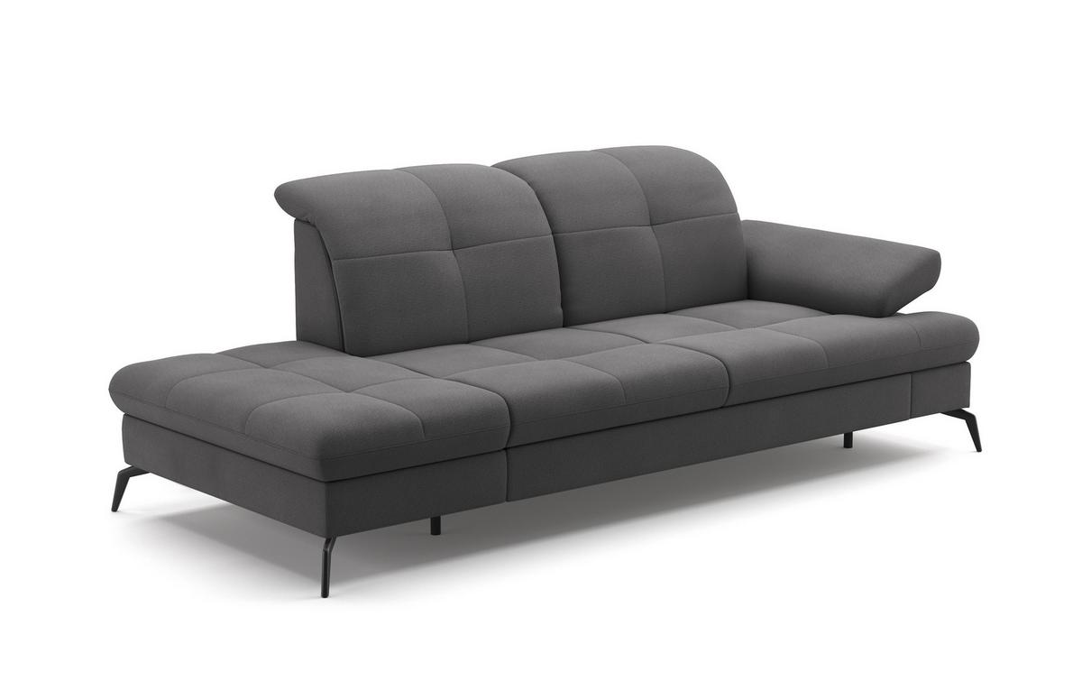 Récamiere Amica E, Grau B: 231 Cm - Schwarz/Grau, KONVENTIONELL, Textil (231/90/122cm) - Sit & More