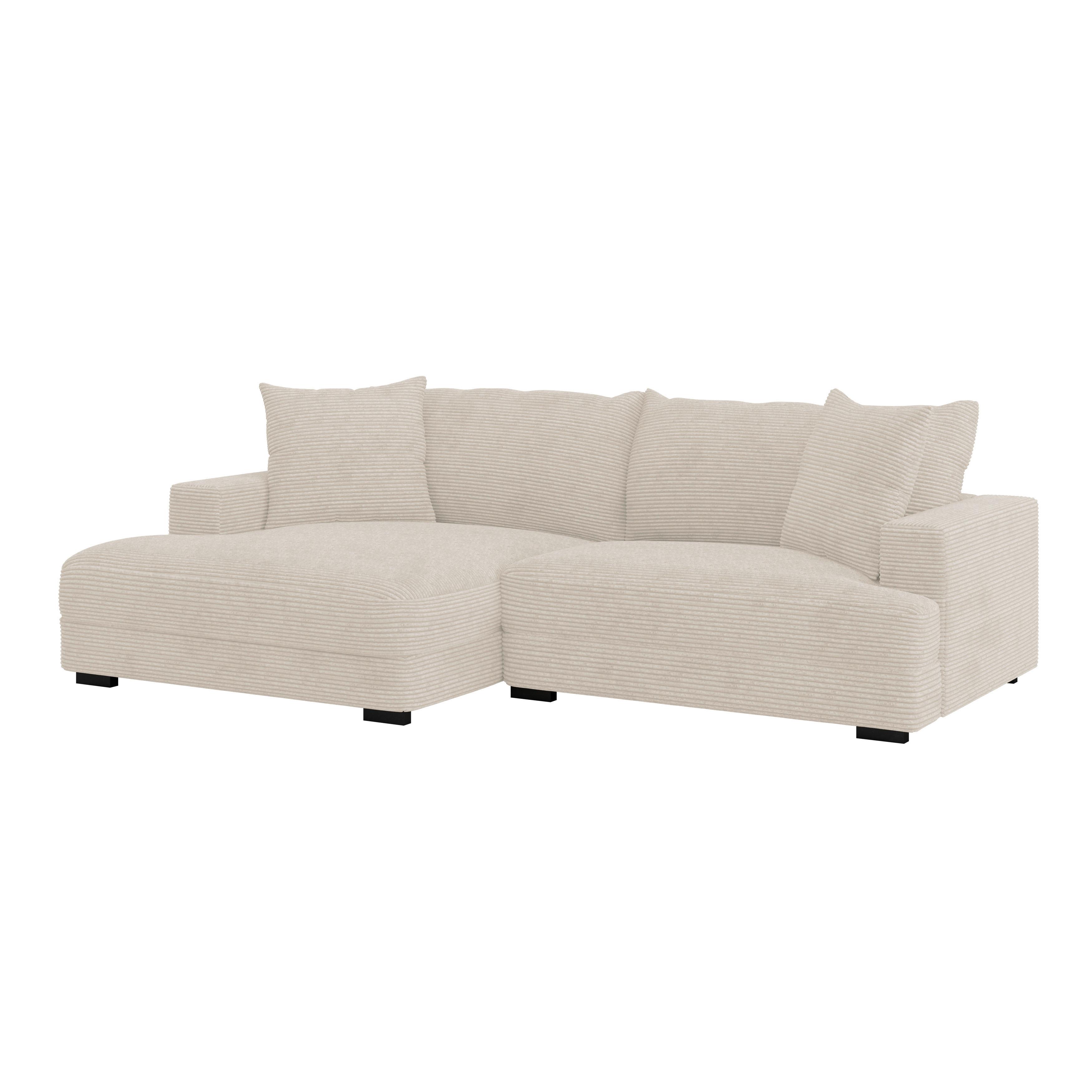 Ecksofa Pelle Mit Kissen Beige Nosagunterfederung - Beige/Schwarz, MODERN, Textil (180/265cm)