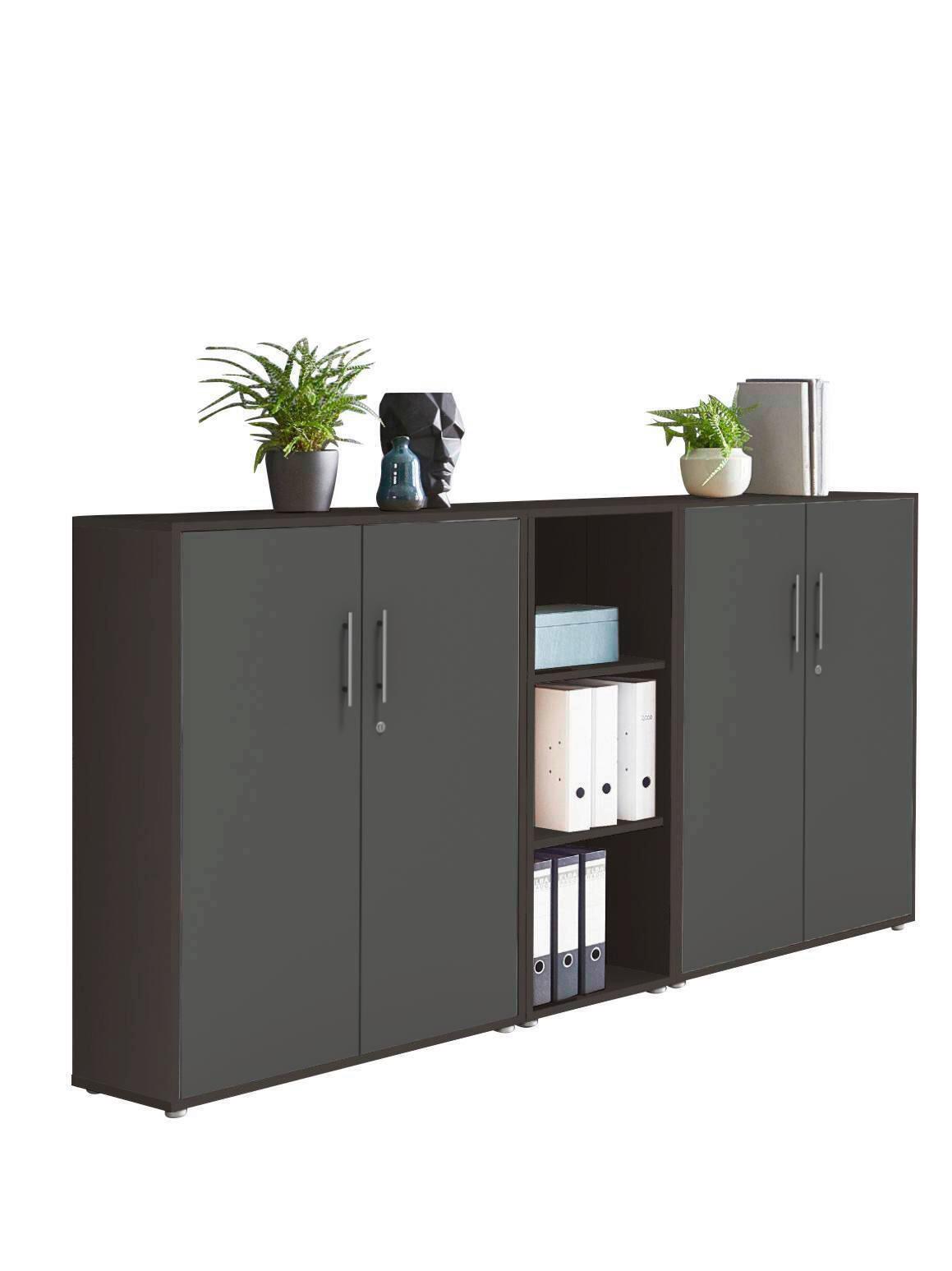 AKTENSCHRANK OFFICE EDITION - SW SET 8 - Anthrazit, MODERN, Holzwerkstoff (212,9/113,6/33cm) - MID.YOU