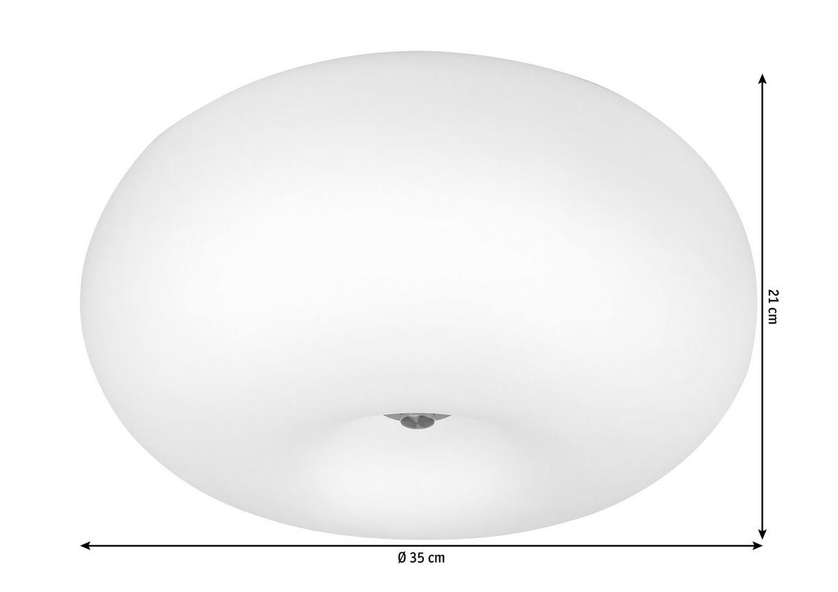 STROPNÉ SVIETIDLO OPTICA - biela/niklová, Design, kov/sklo (35/21cm)