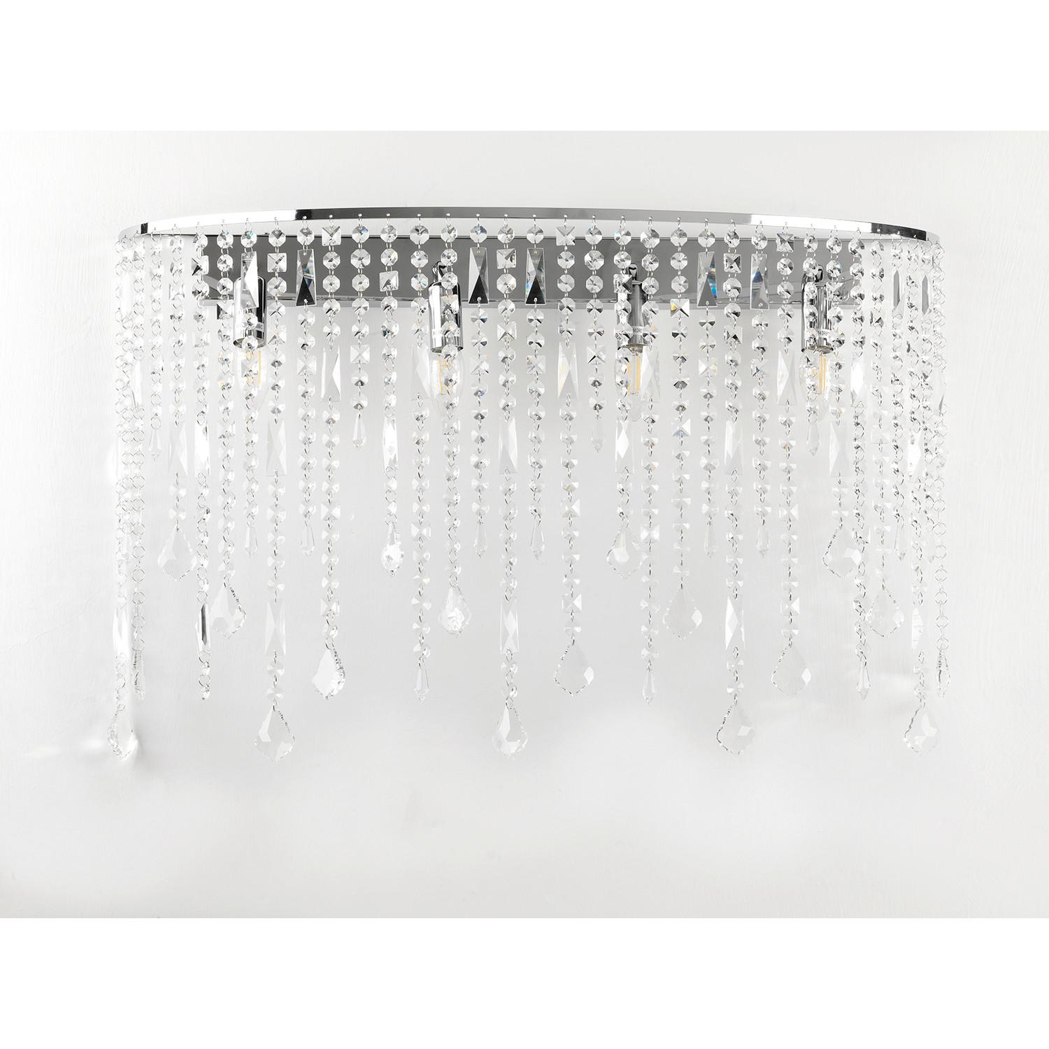 Wandleuchte Chromfarben B: 75 cm - Chromfarben, Design, Glas/Metall (75cm)