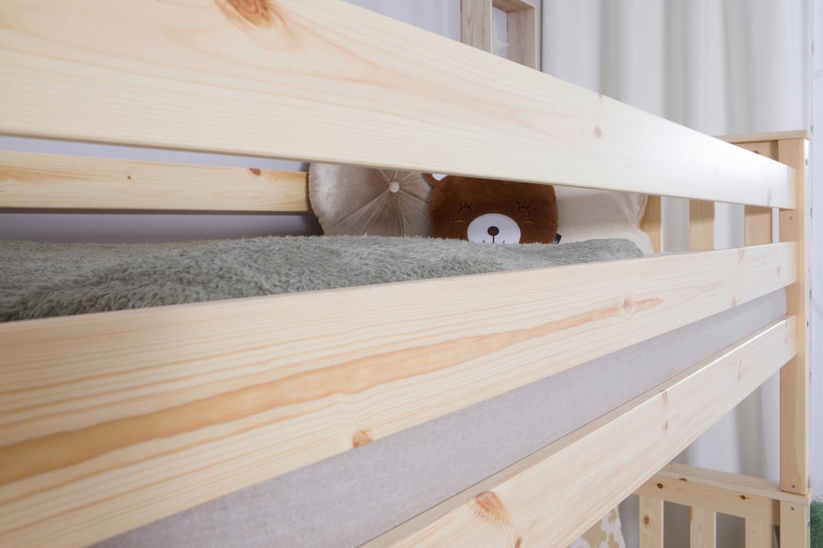 Etagenbett Sammy Kiefer Massiv 90 cm mit Bettkasten + Leiter - Naturfarben, MODERN, Holz (90/200cm) - MID.YOU