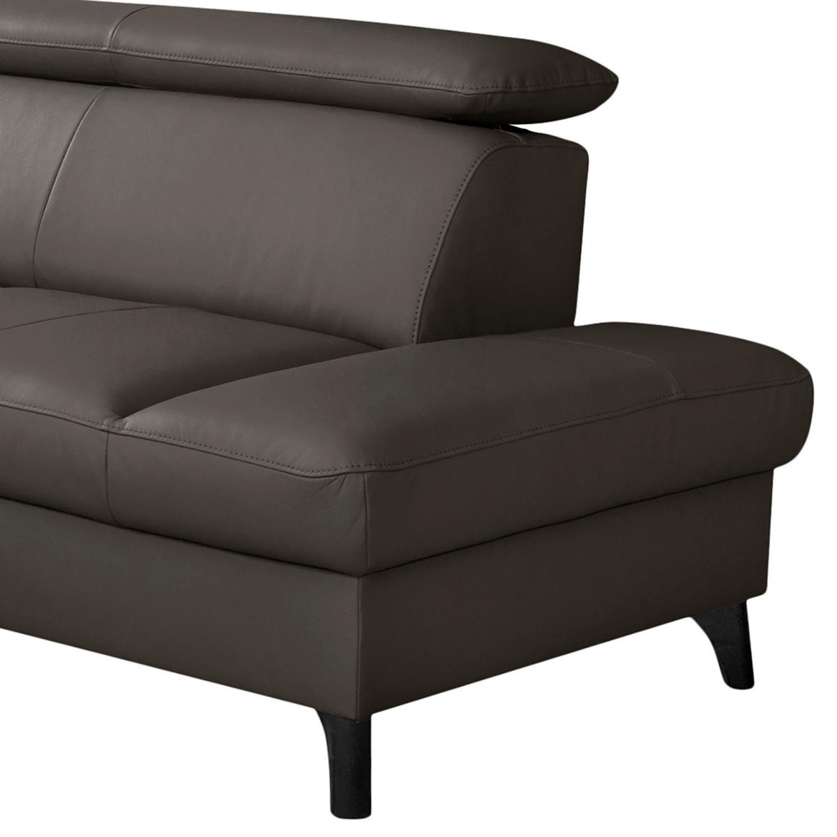 Ecksofa Note New Teilleder Dunkelbraun 244x199 - Dunkelbraun/Schwarz, Design, Leder/Textil (244/199cm) - Livetastic