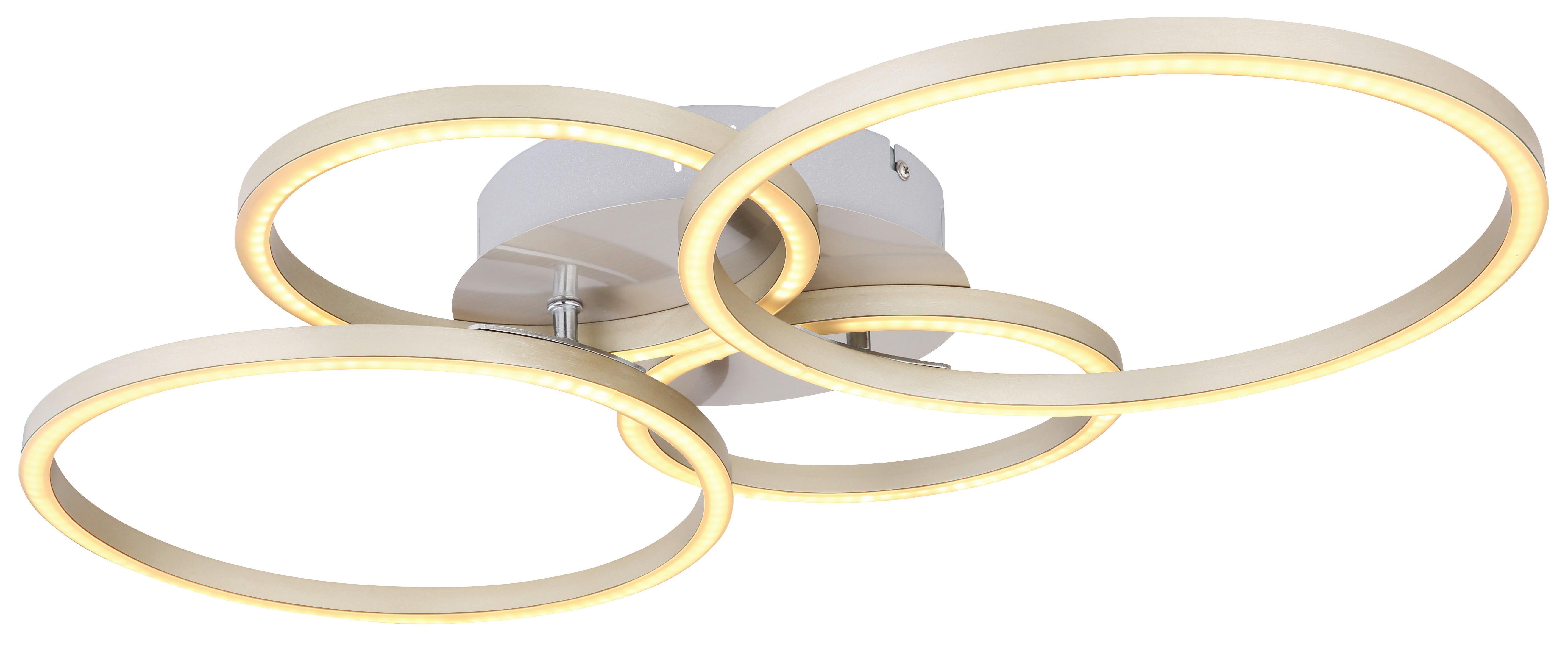 LED-Deckenleuchte Kendy L: 65,5 cm - Opal/Nickelfarben, Basics, Kunststoff/Metall (65,5/40,6/7,5cm) - Globo
