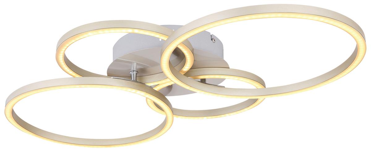 LED-Deckenleuchte Kendy L: 65,5 cm - Opal/Nickelfarben, Basics, Kunststoff/Metall (65,5/40,6/7,5cm) - Globo