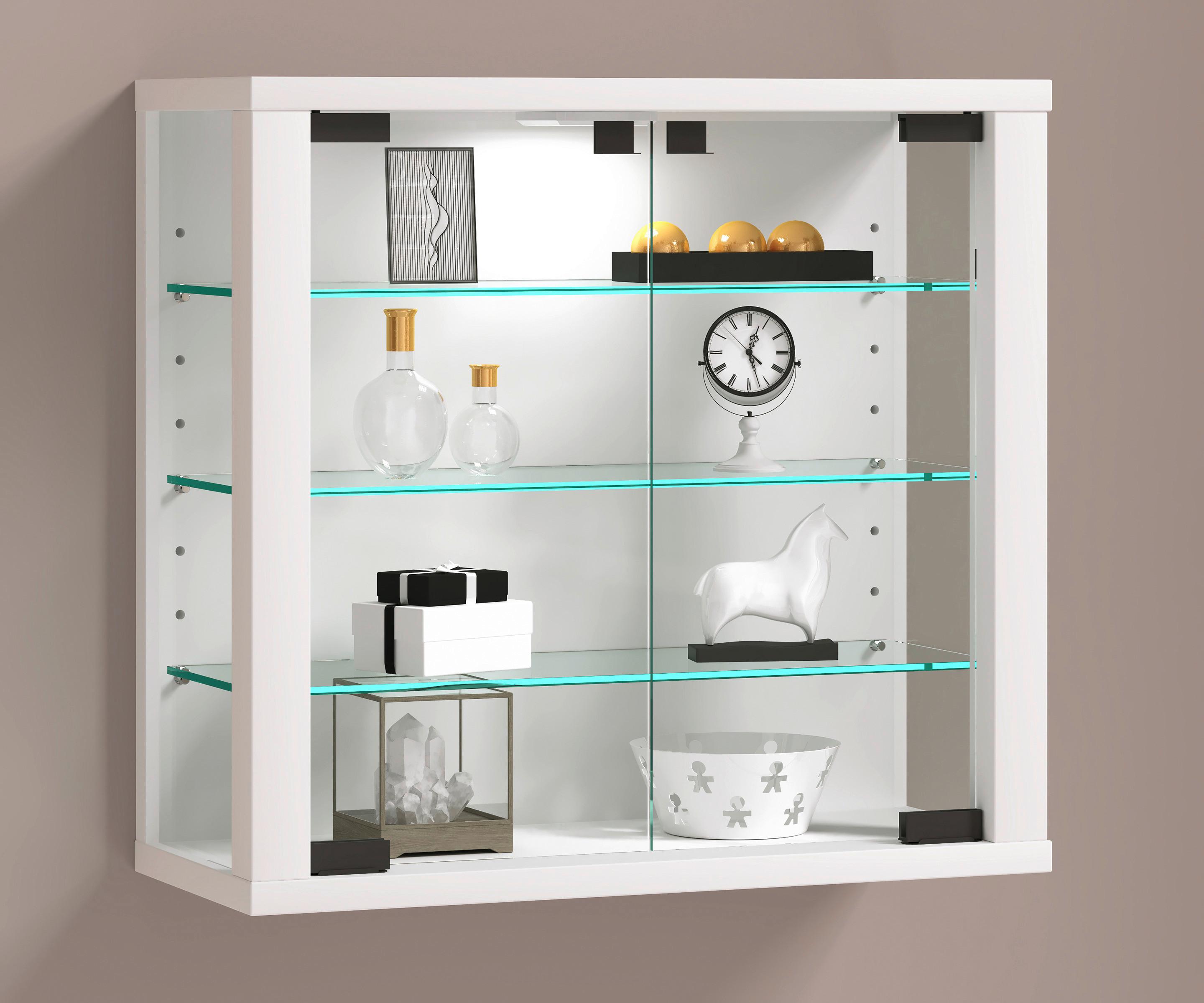 Hängevitrine Vitrosa Weiß B: 43 cm - Weiß, Design, Glas/Holzwerkstoff (43/40/18cm) - MID.YOU