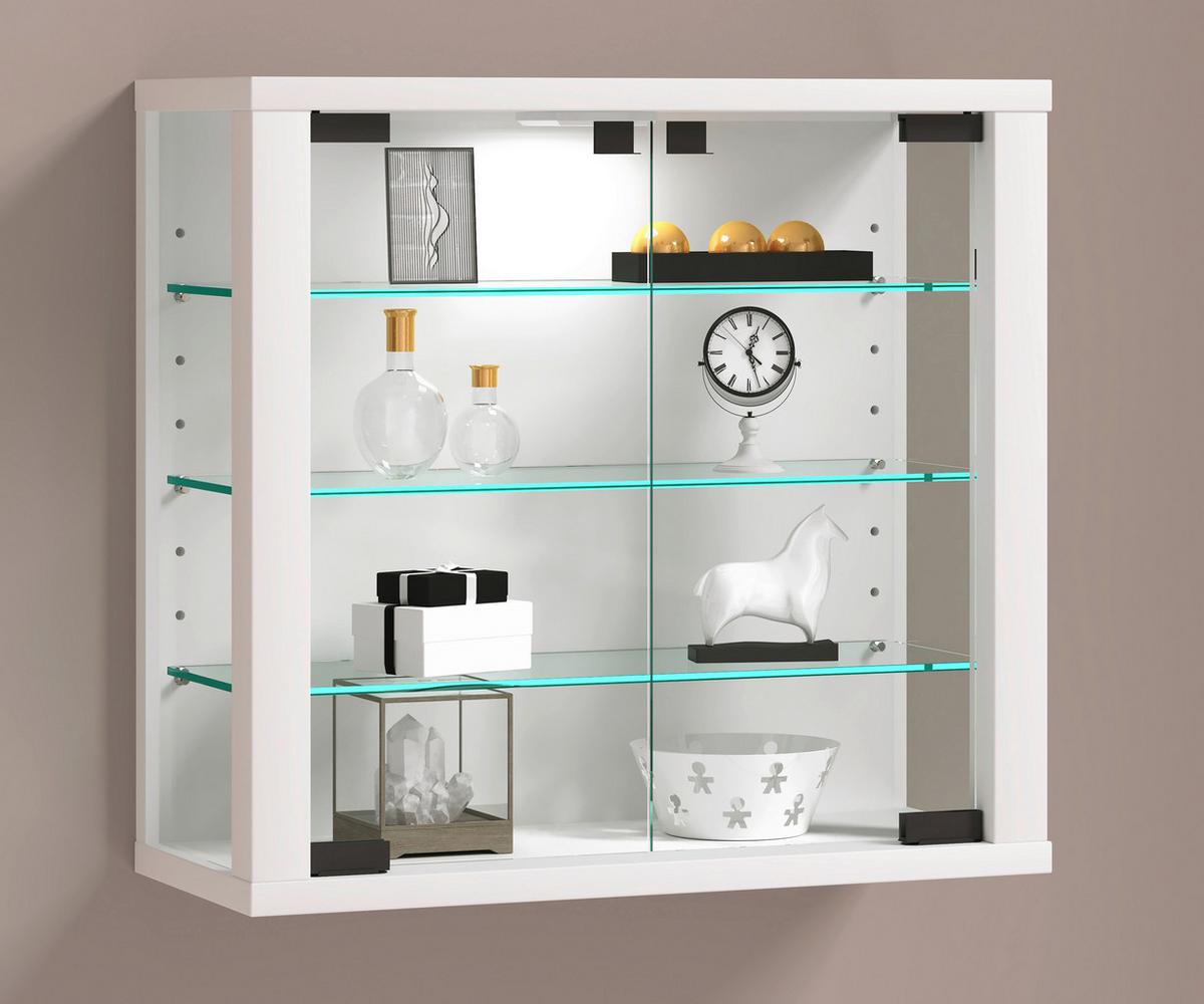 Hängevitrine Vitrosa Weiß B: 43 cm - Weiß, Design, Glas/Holzwerkstoff (43/40/18cm) - MID.YOU