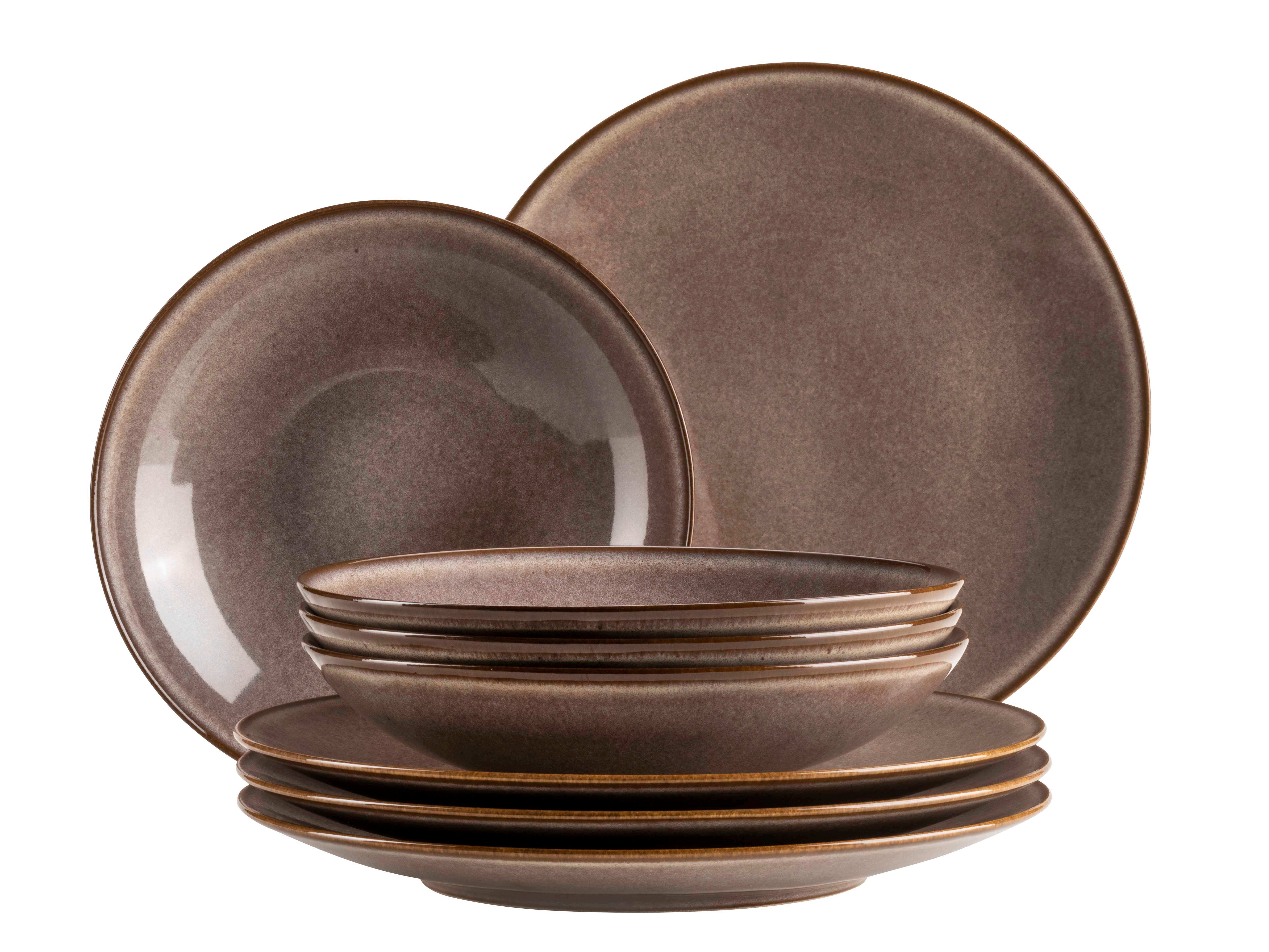 Tafelservice SMOKY'S 8-teilig Steinzeug, Braun, 4 Personen - Braun, Basics, Keramik - Mäser