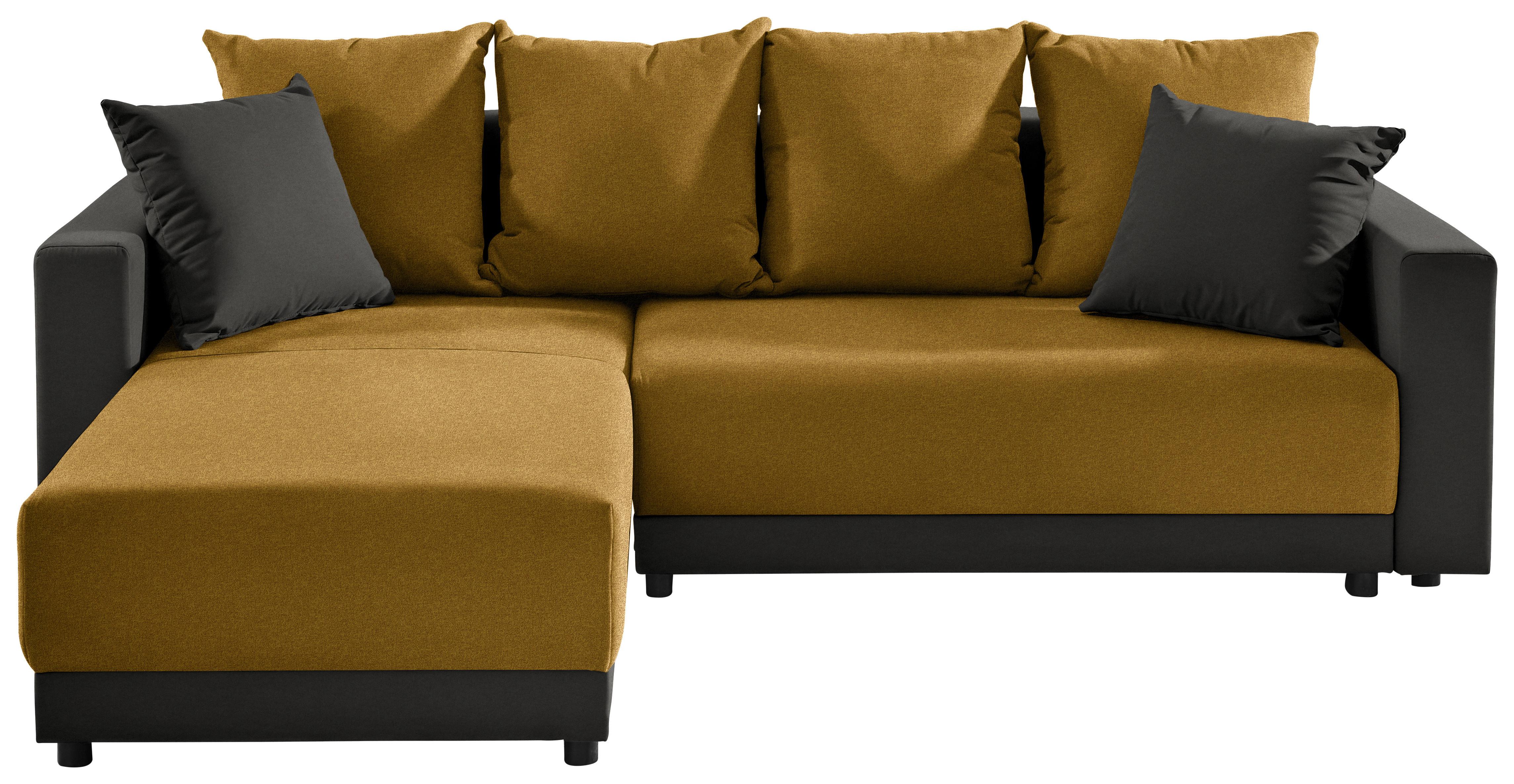 Eckschlafsofa Time - Dunkelgrau/Goldfarben, Design, Textil (178/248cm) - MID.YOU