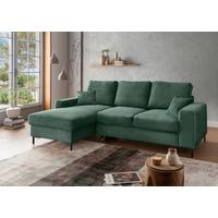 Eckschlafsofa Zona, Dunkelgrün S: 143x237 Cm - Dunkelgrün/Schwarz, KONVENTIONELL, Textil (143/237cm) - Livetastic