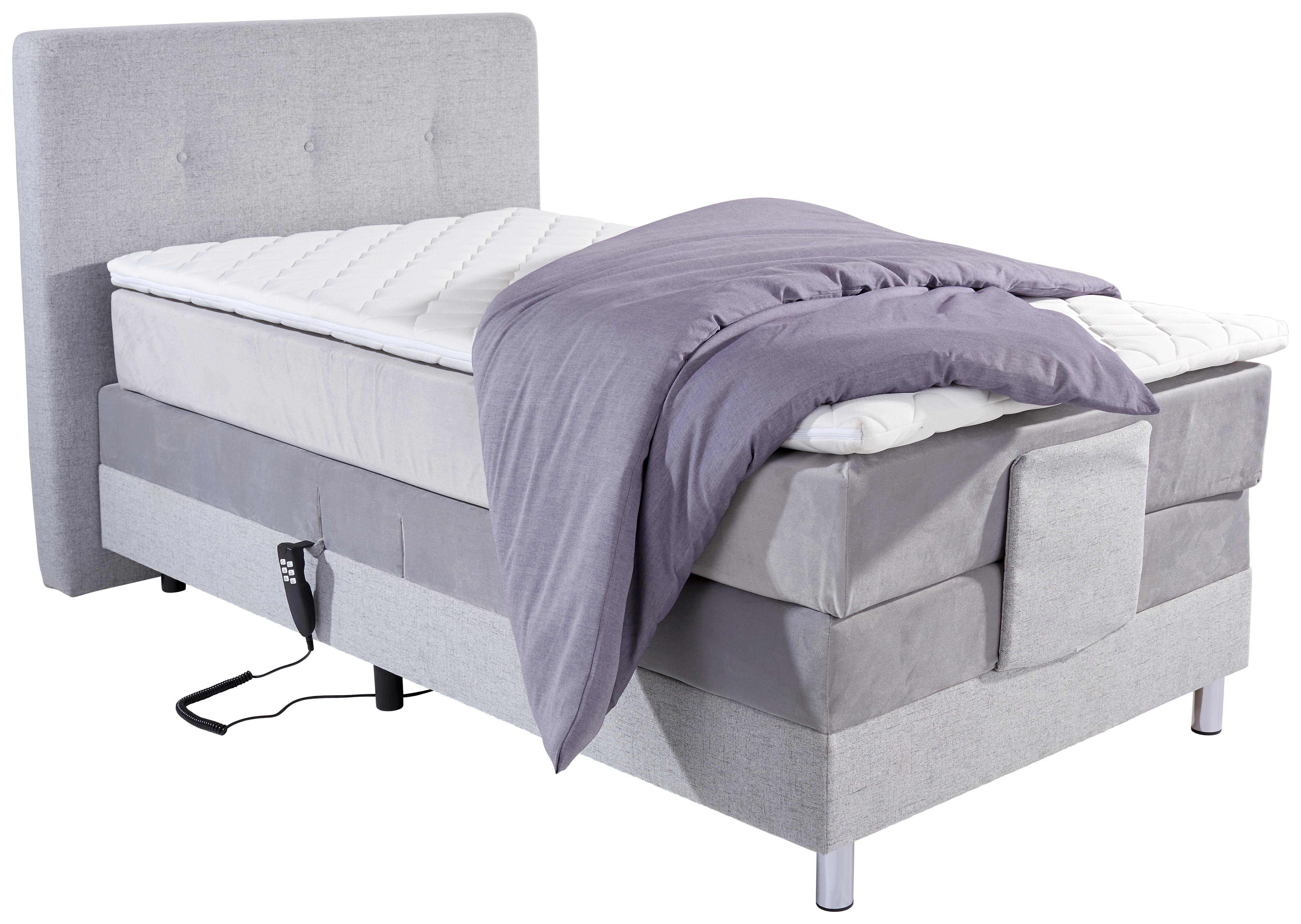 Boxspringliege Tango 100x200 Hellgrau - Hellgrau/Alufarben, KONVENTIONELL, Naturmaterialien/Holzwerkstoff (100/200cm)