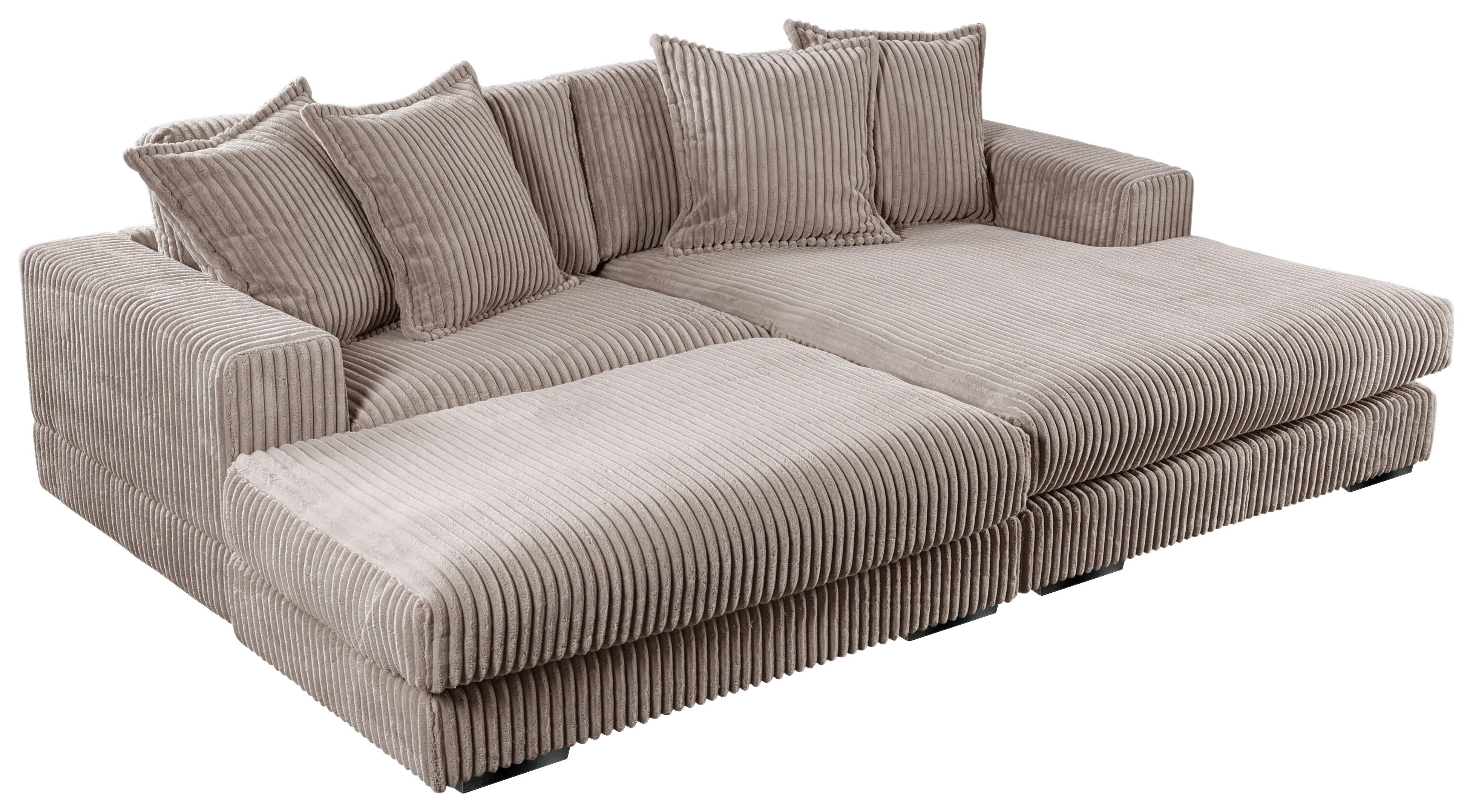 Ecksofa Funny Rechts Mit Hocker B: 285 Cm - Taupe/Schwarz, Basics, Textil (285/195cm) - Livetastic