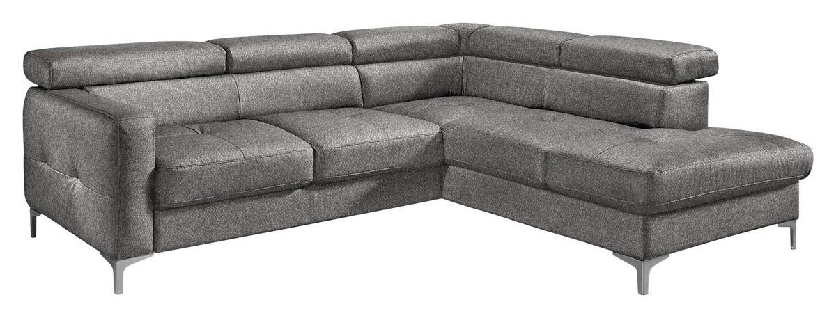 Ecksofa Sammy Graubraun - Chromfarben/Graubraun, Design, Textil (242/207cm) - Livetastic