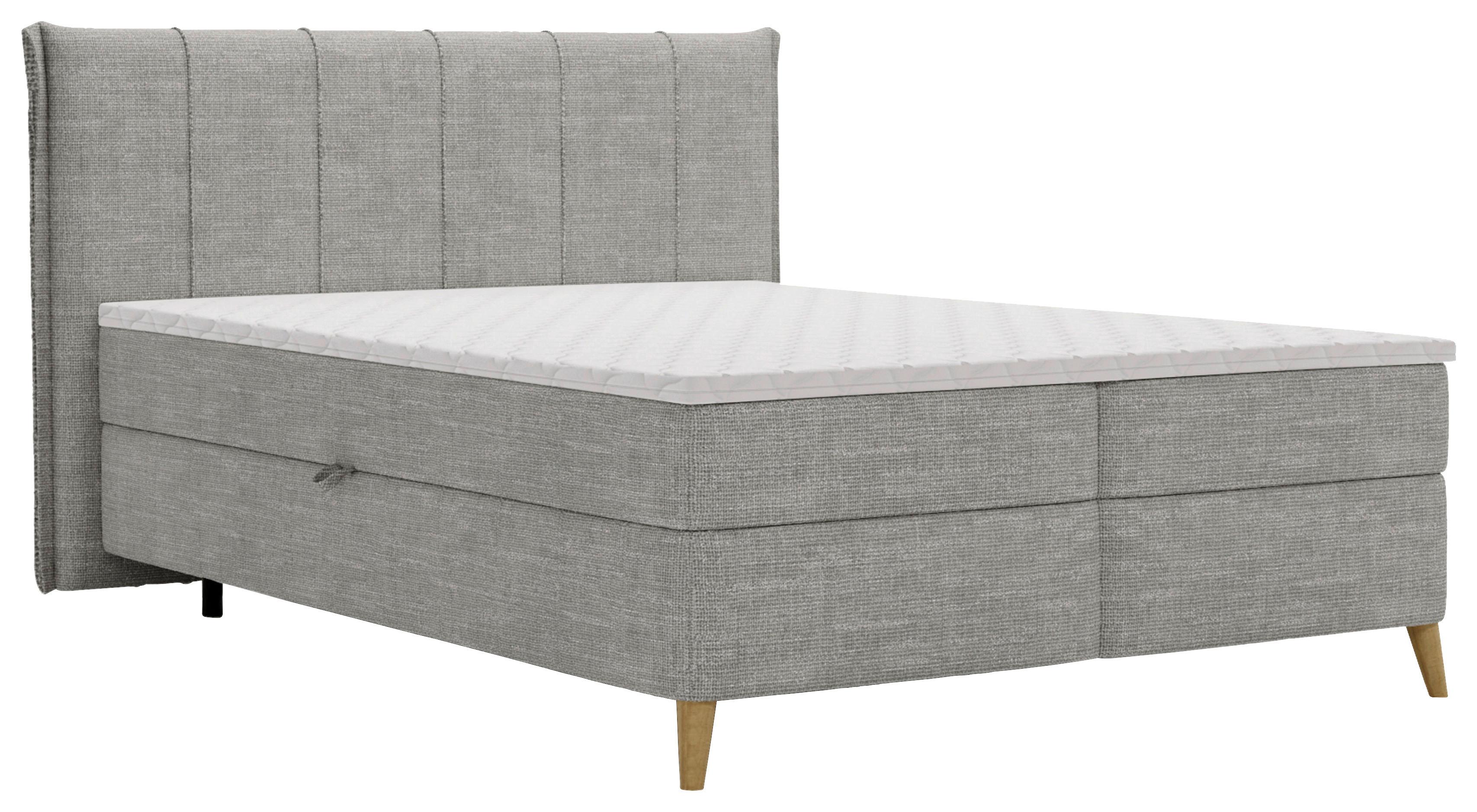 Americká posteľ VELORIA 140x200, sivá - sivá/prírodná farba, Konventionell, drevo/textil (140/200cm) - Mömax