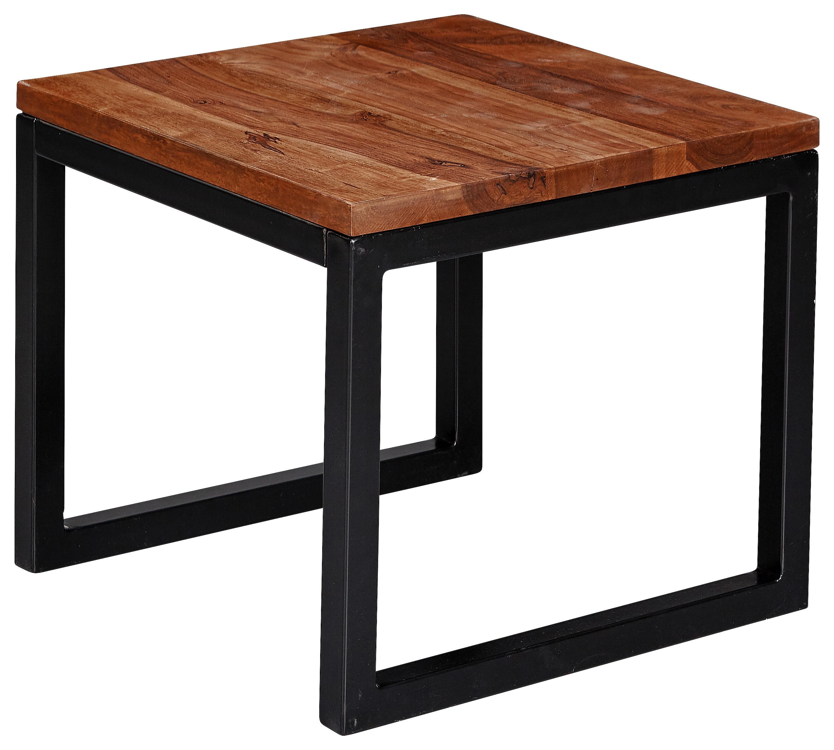 Konferenčný stolík farby sheesham - čierna/farba indického palisandra, Konventionell, kov/drevo (45/45/40cm) - MID.YOU
