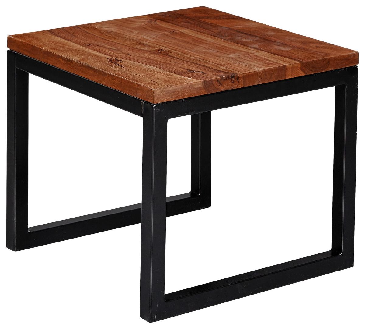 Konferenčný stolík farby sheesham - čierna/farba indického palisandra, Konventionell, kov/drevo (45/45/40cm) - MID.YOU